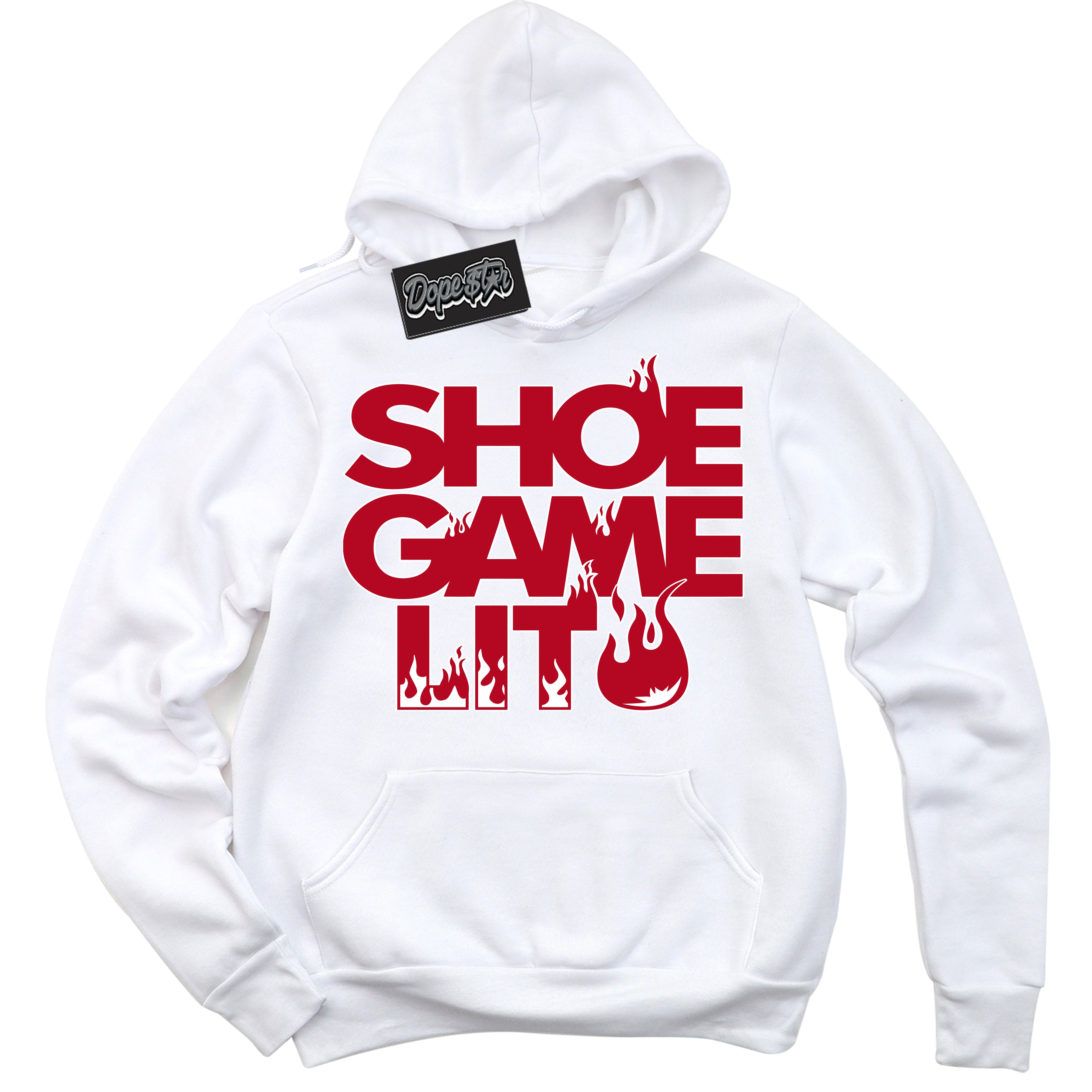 Cool White Hoodie with “ Shoe Game Lit '' design that Perfectly Matches St. John's 2020-2023 Sneakers.