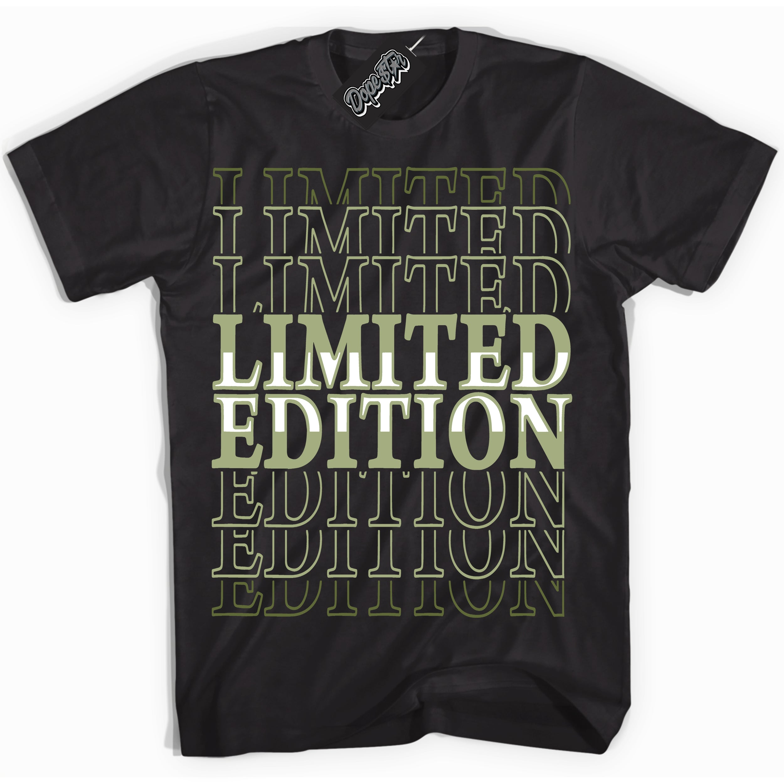 Cool Black Shirt with “ Limited Edition ” design that perfectly matches Safari Oil Green Dunk.