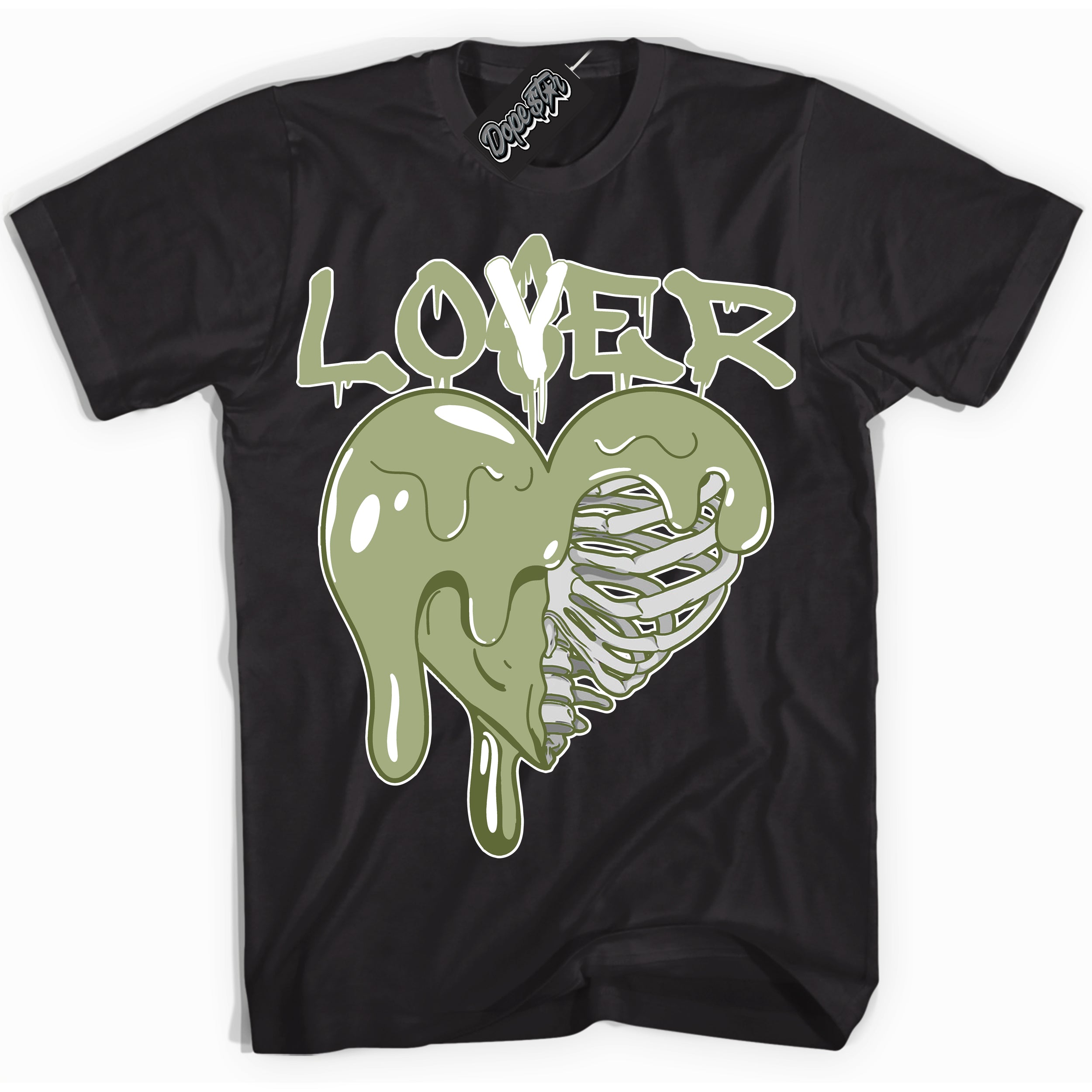 Cool Black Shirt with “ Lover Loser ” design that perfectly matches Safari Oil Green Dunk.
