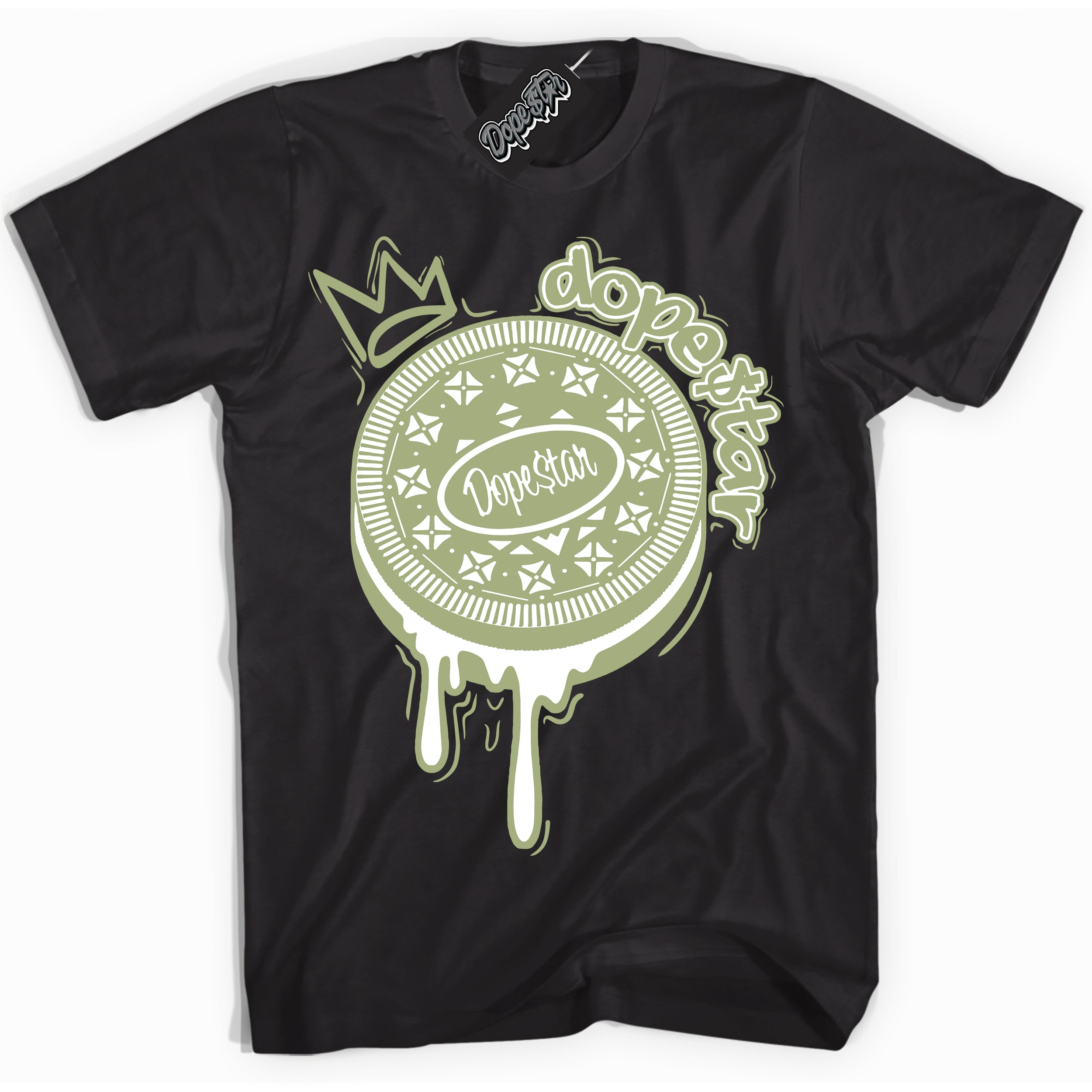 Cool Black Shirt with “ Oreo DS ” design that perfectly matches Safari Oil Green Dunk.