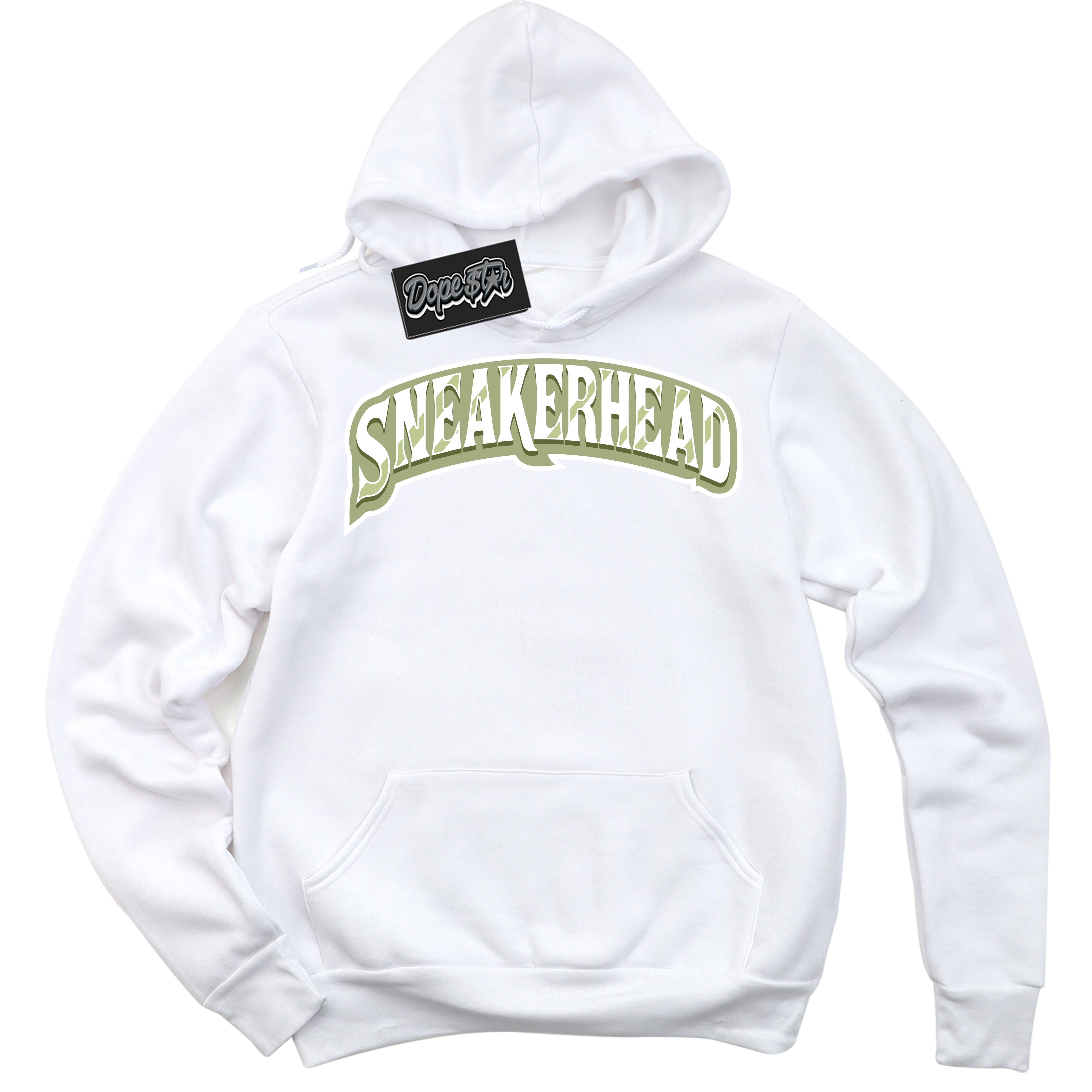 Cool White Hoodie with “ Sneakerhead ” design that Perfectly Matches Safari Oil Green Dunk.