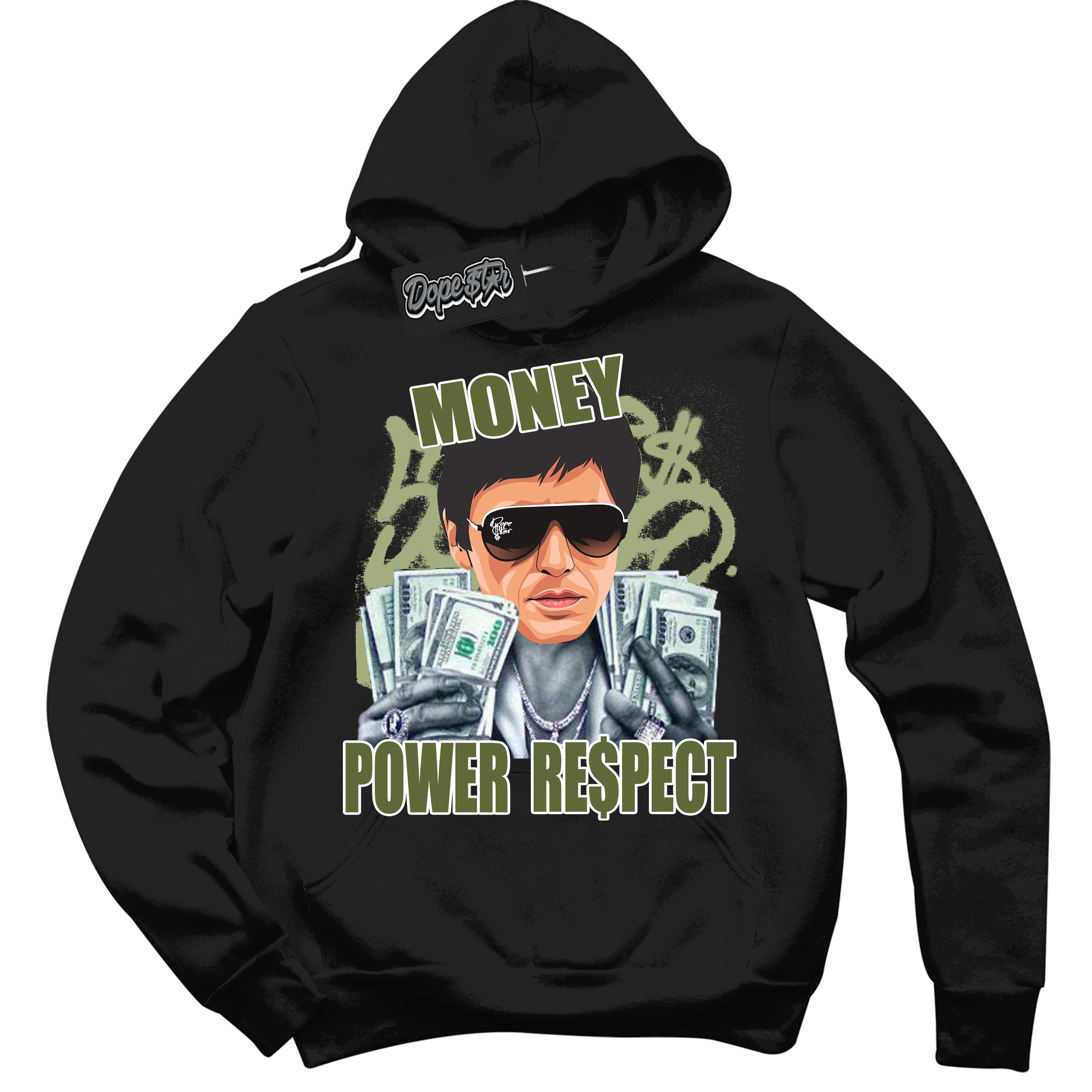 Cool Black Hoodie with “ Tony Montana ” design that Perfectly Matches Safari Oil Green Dunk.