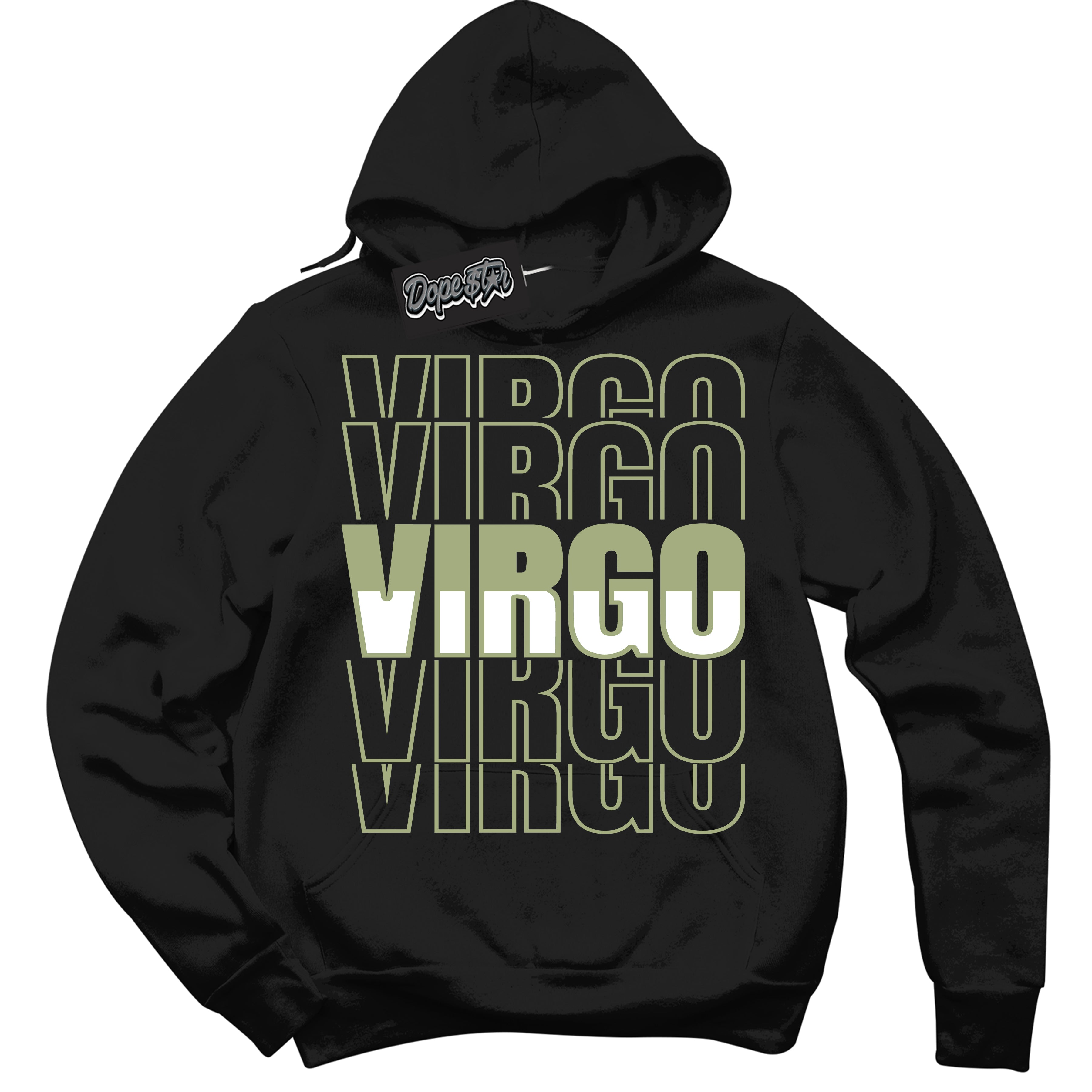 Cool Black Hoodie with “ Virgo ” design that Perfectly Matches Safari Oil Green Dunk.
