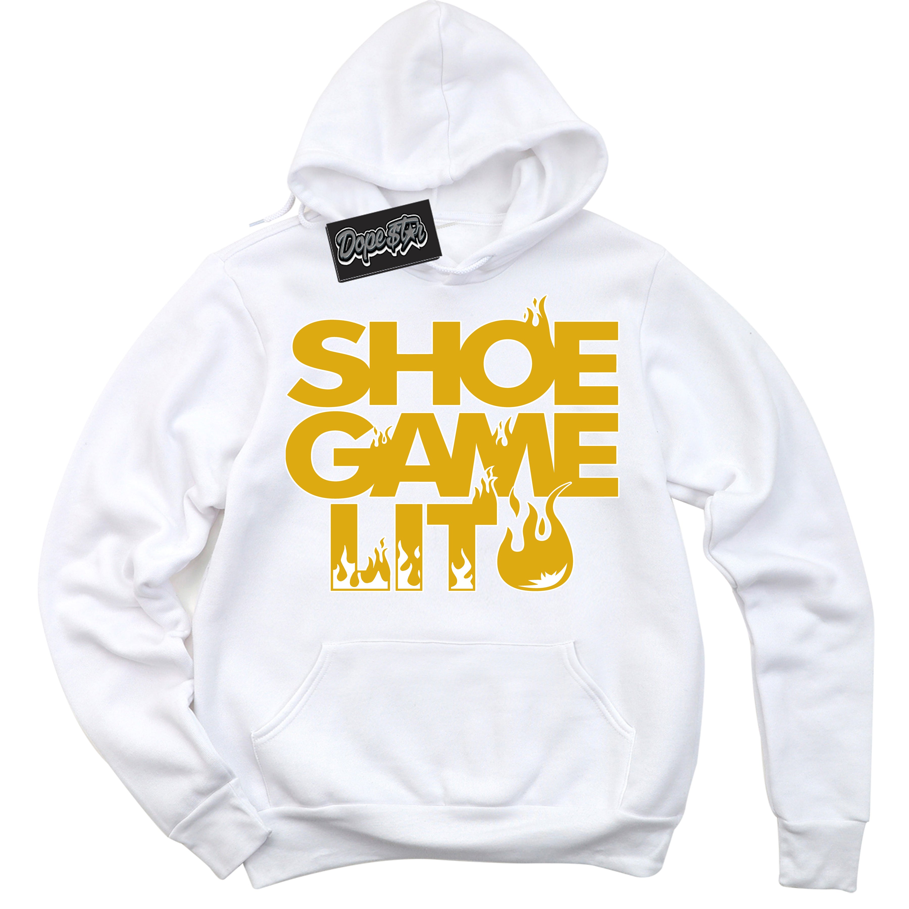 Cool White Hoodie with “ Shoe Game Lit '' design that Perfectly Matches Twist Vivid Sulfur Sneakers.