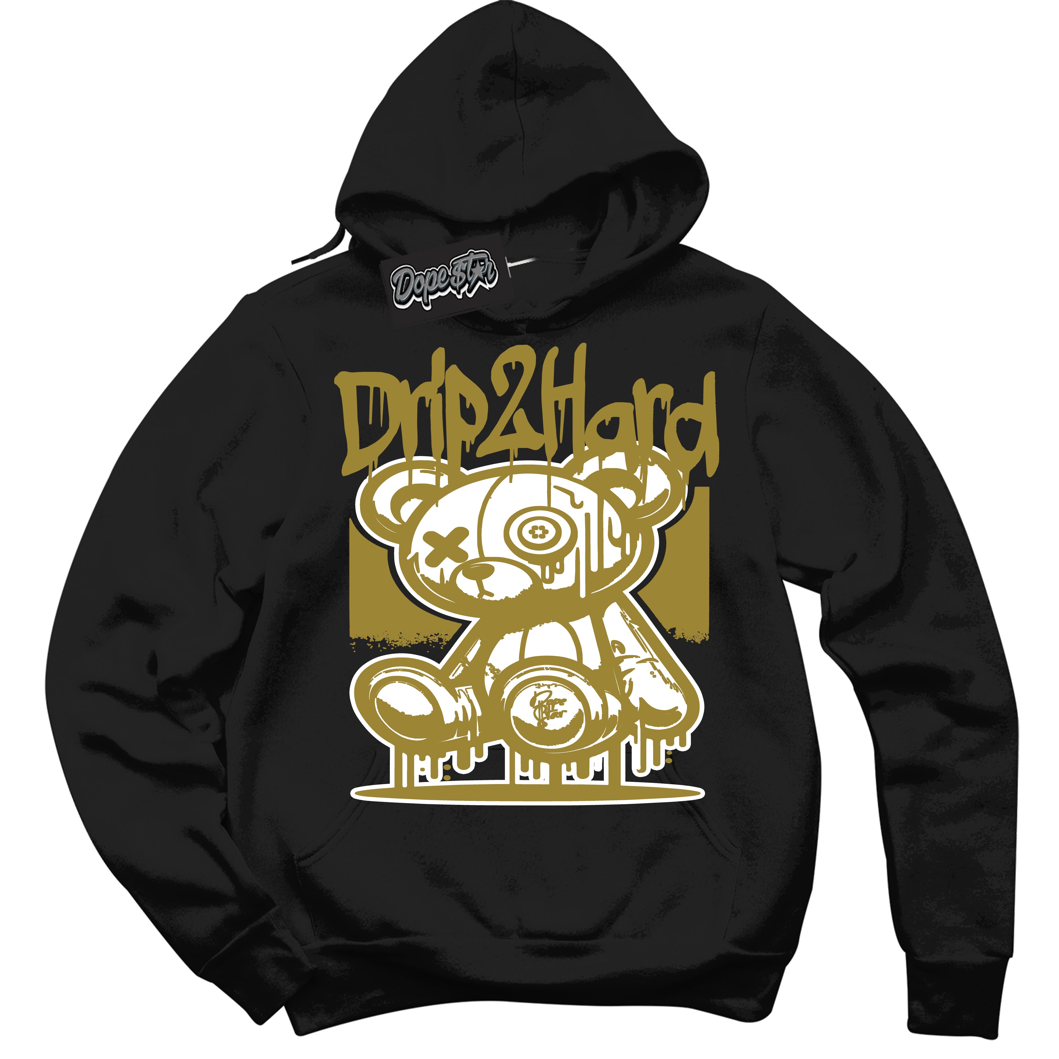Cool Black Hoodie with “ Drip 2 Hard ” design that Perfectly Matches Pacific Moss Dunks.