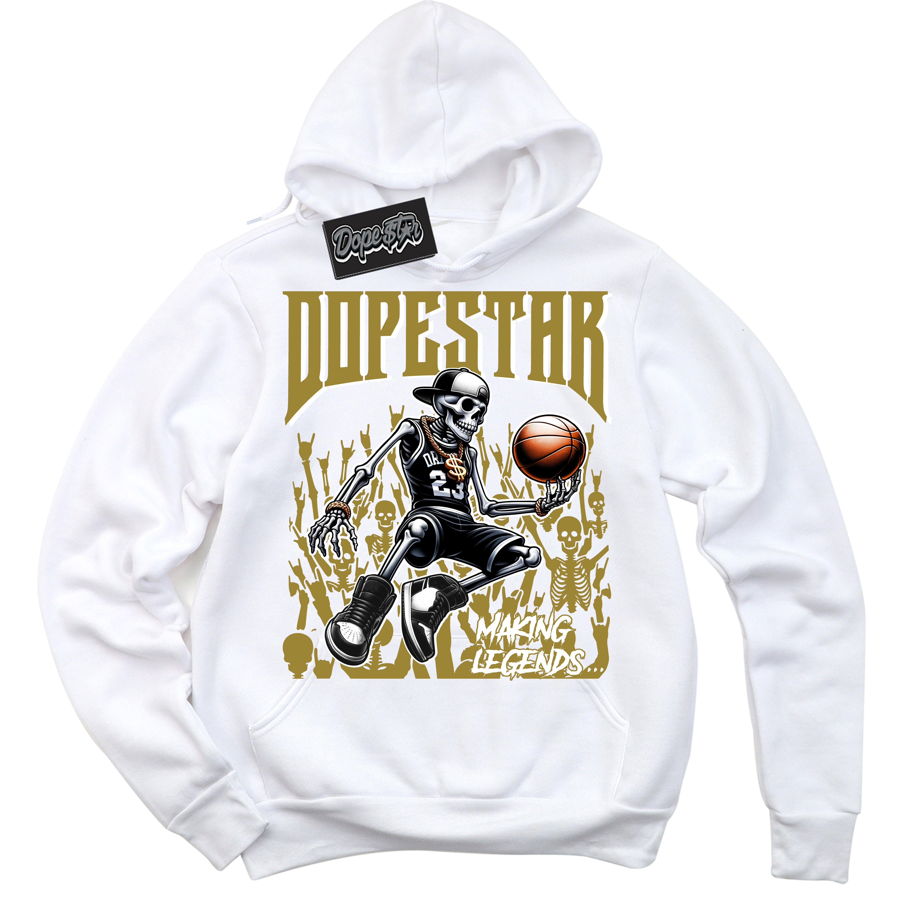 Cool White Hoodie with “ Making Legends ” design that Perfectly Matches Pacific Moss Sneakers.