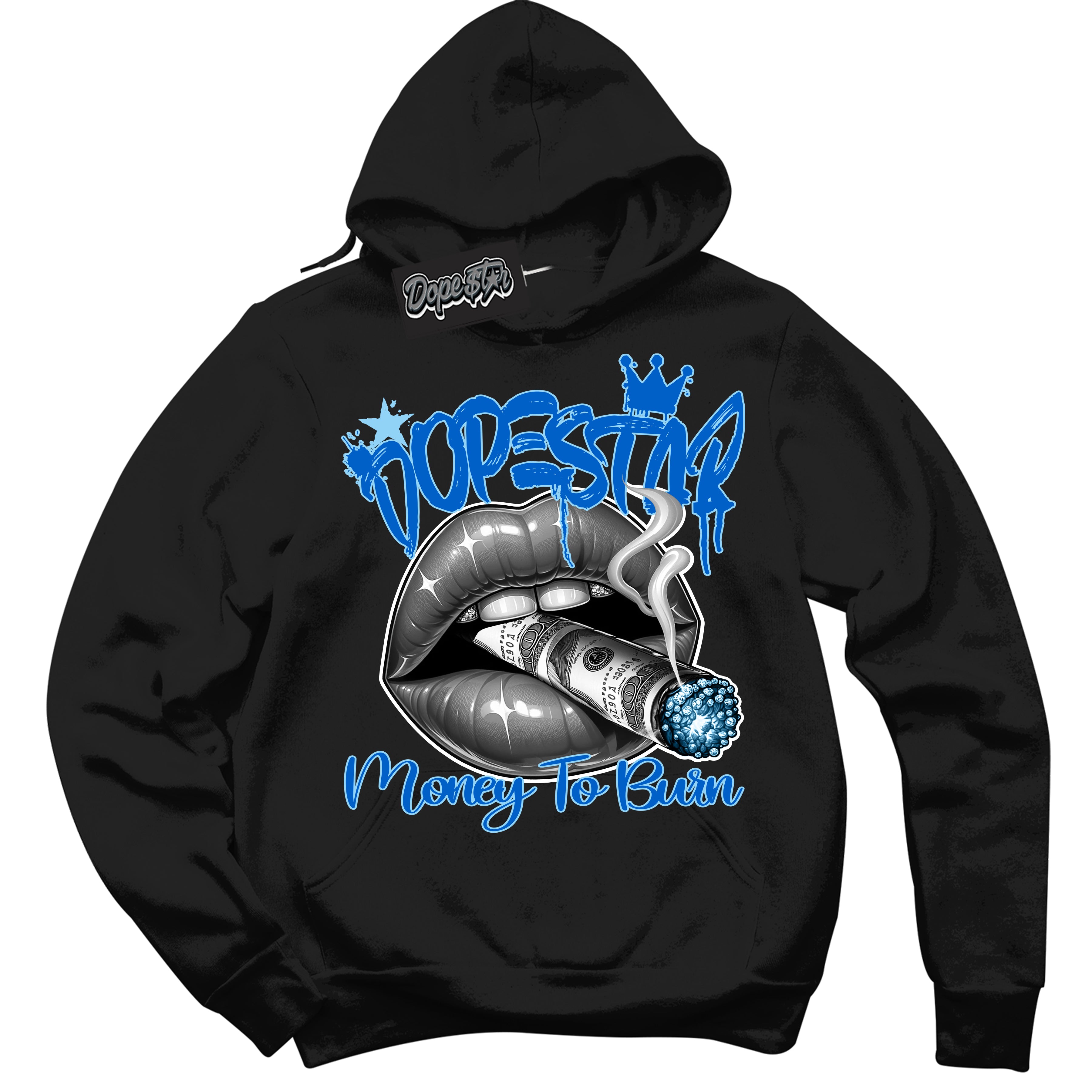Cool Black Hoodie with “ Money To Burn ” design that Perfectly Matches Argon Sneakers.