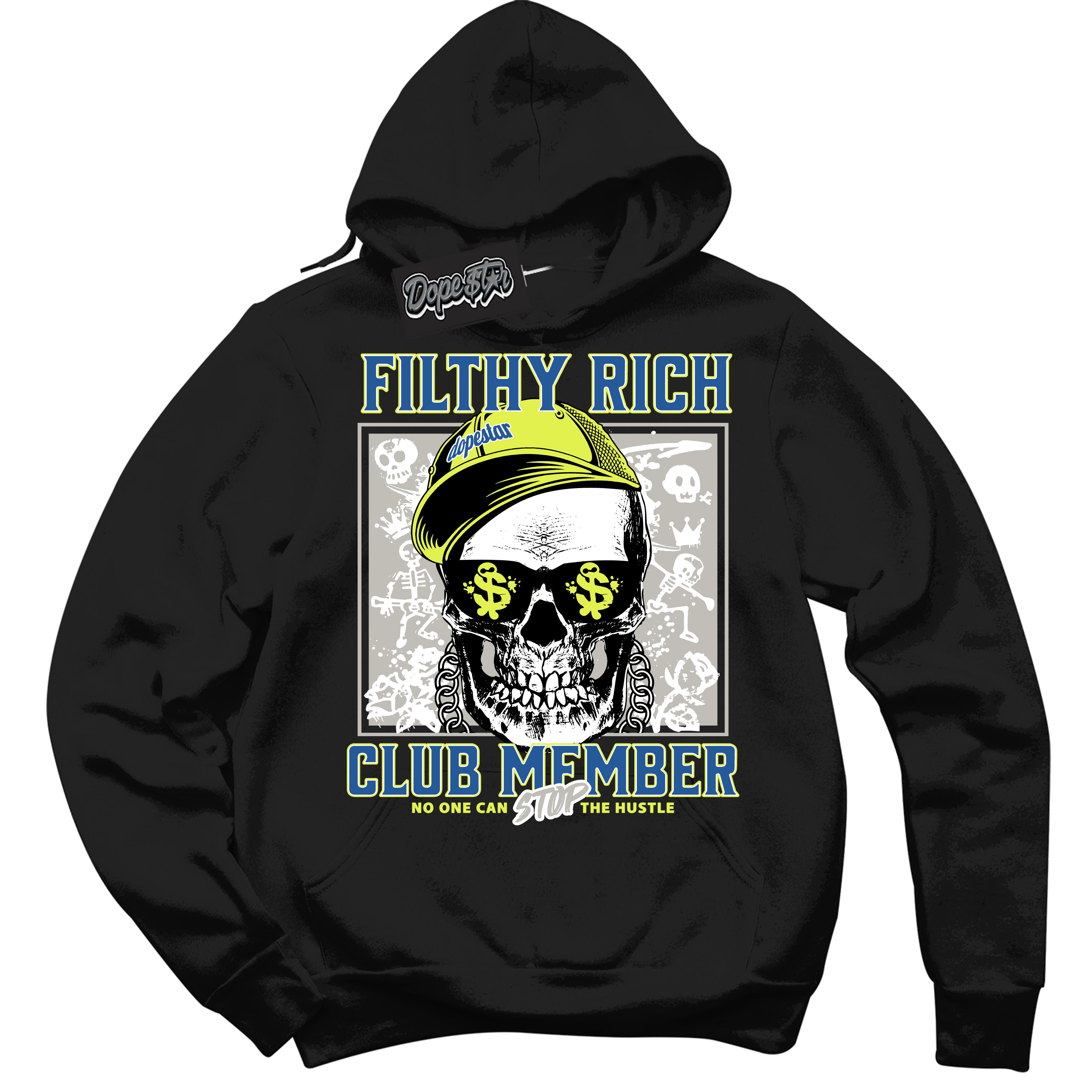 Cool Black Hoodie with “ Filthy Rich ” design that Perfectly Matches '86 Air Max Day 1s Sneakers.