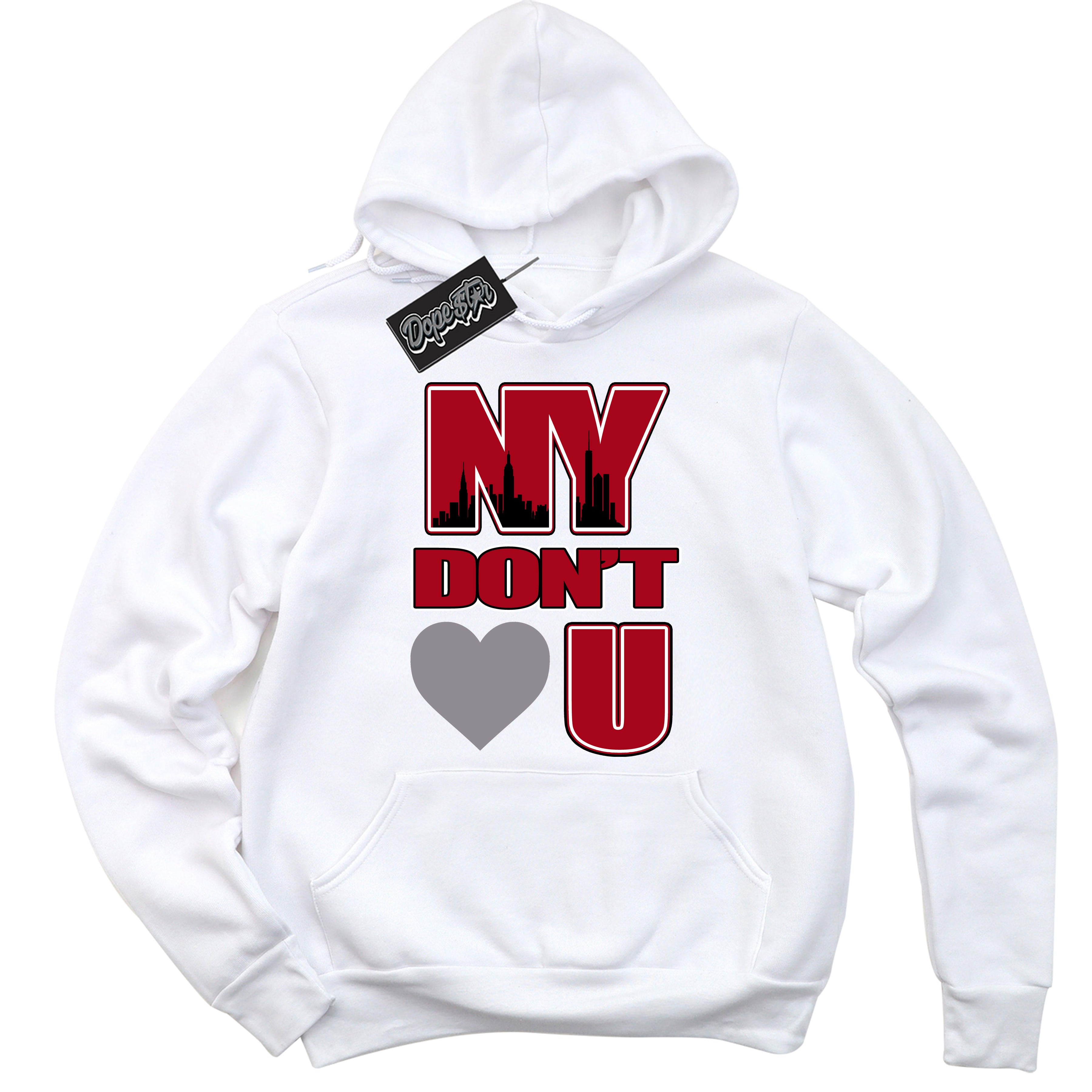 Cool White Hoodie with “ NY Don't Love You ” design that Perfectly Matches Bred Reimagined 4s Jordans.