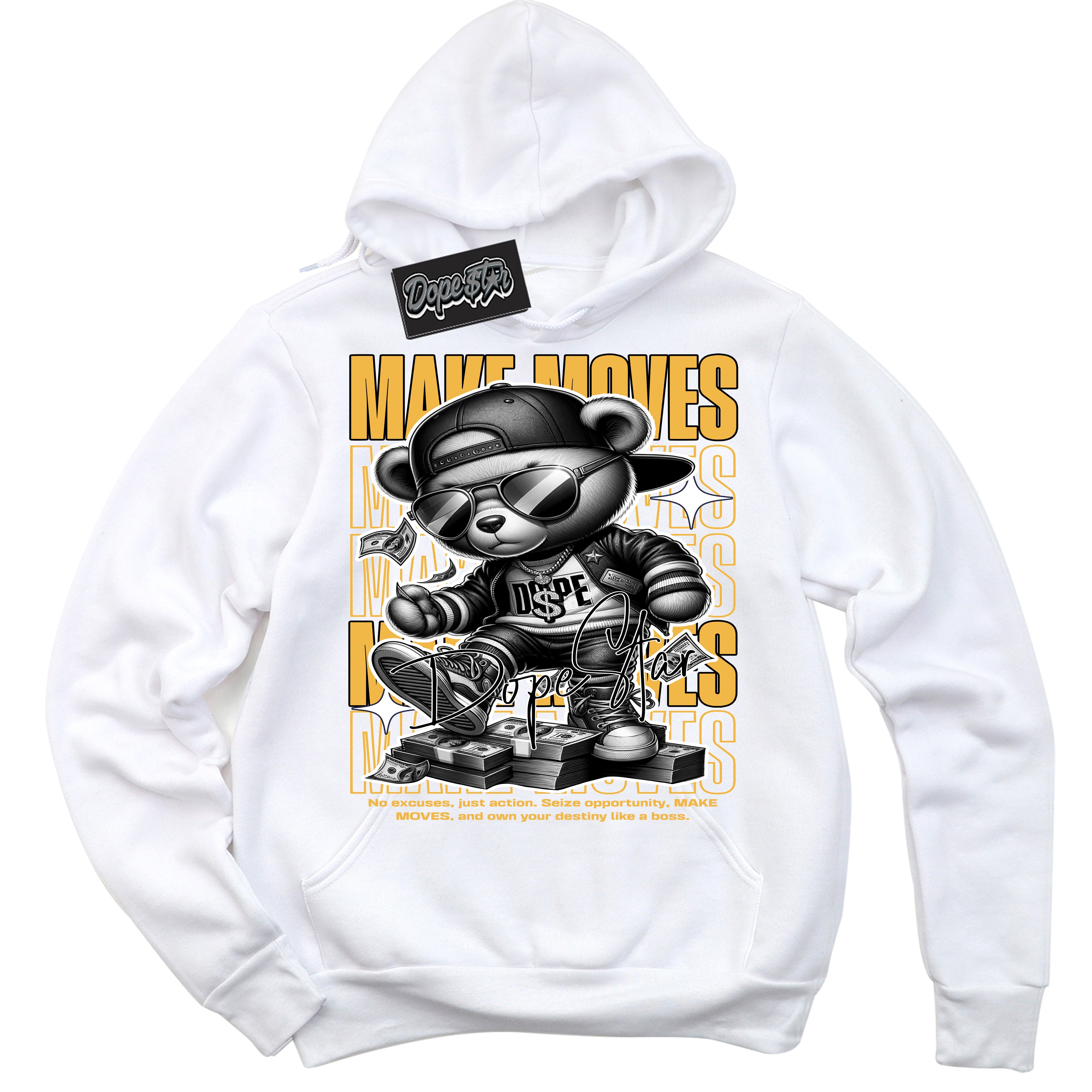 Dunk High Wu-Tang 'Make Moves' Hoodie - White Streetwear Mockup | Sneakerhead Sweatshirt Matching Dunk High Wu-Tang | Limited Edition Urban Streetwear for Sneaker Matching OOTD | Outfits that pair perfectly with your ND High Wu-Tang | Sneakerhead Fashion Must-Have Apparel for Men and Women.
