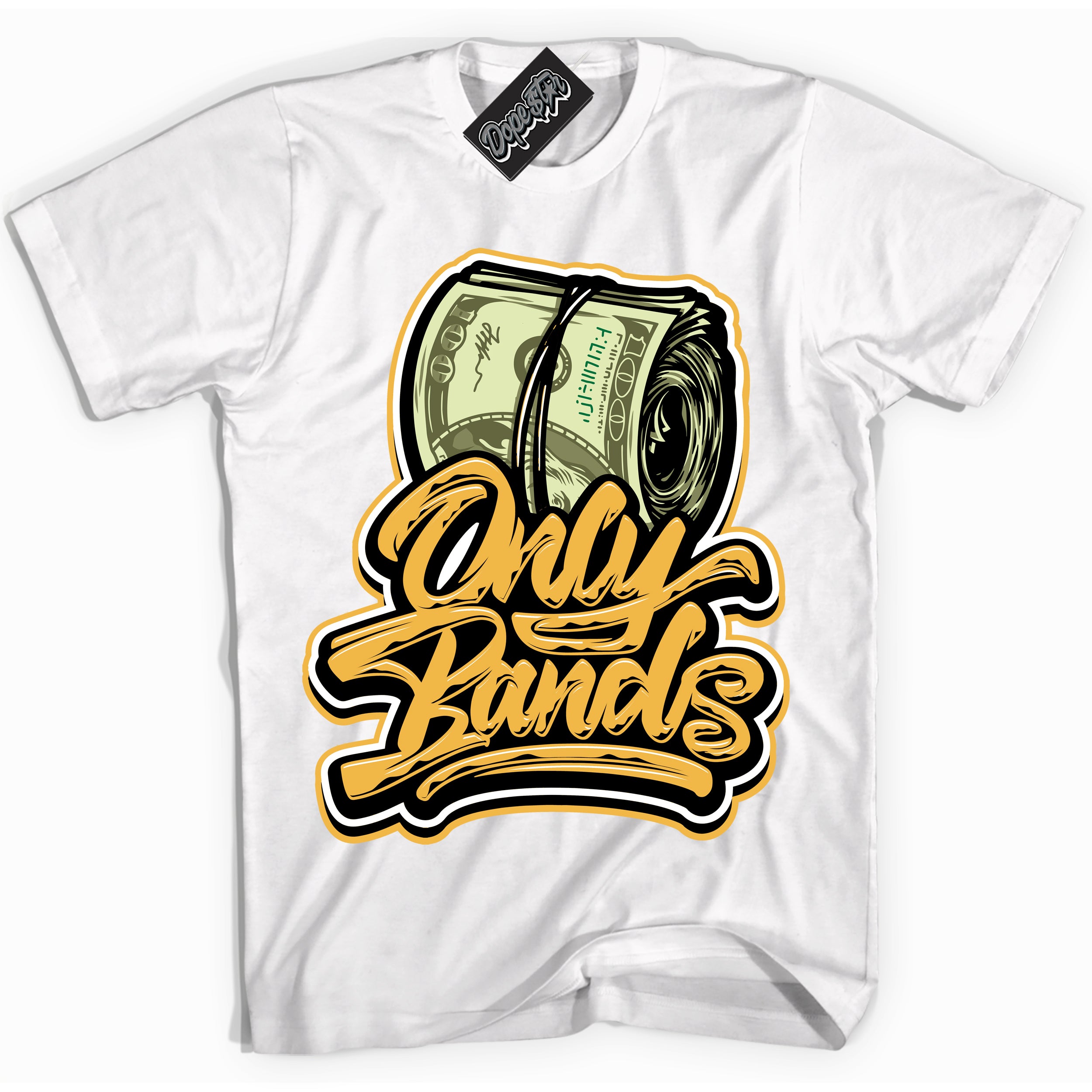 Dunk High Wu-Tang 'Only Bands' Shirt - White Streetwear Mockup | Sneakerhead T-Shirt Matching Dunk High Wu-Tang | Limited Edition Urban Streetwear for Sneaker Matching OOTD | Outfits that pair perfectly with your ND High Wu-Tang | Sneakerhead Fashion Must-Have Apparel for Men and Women.