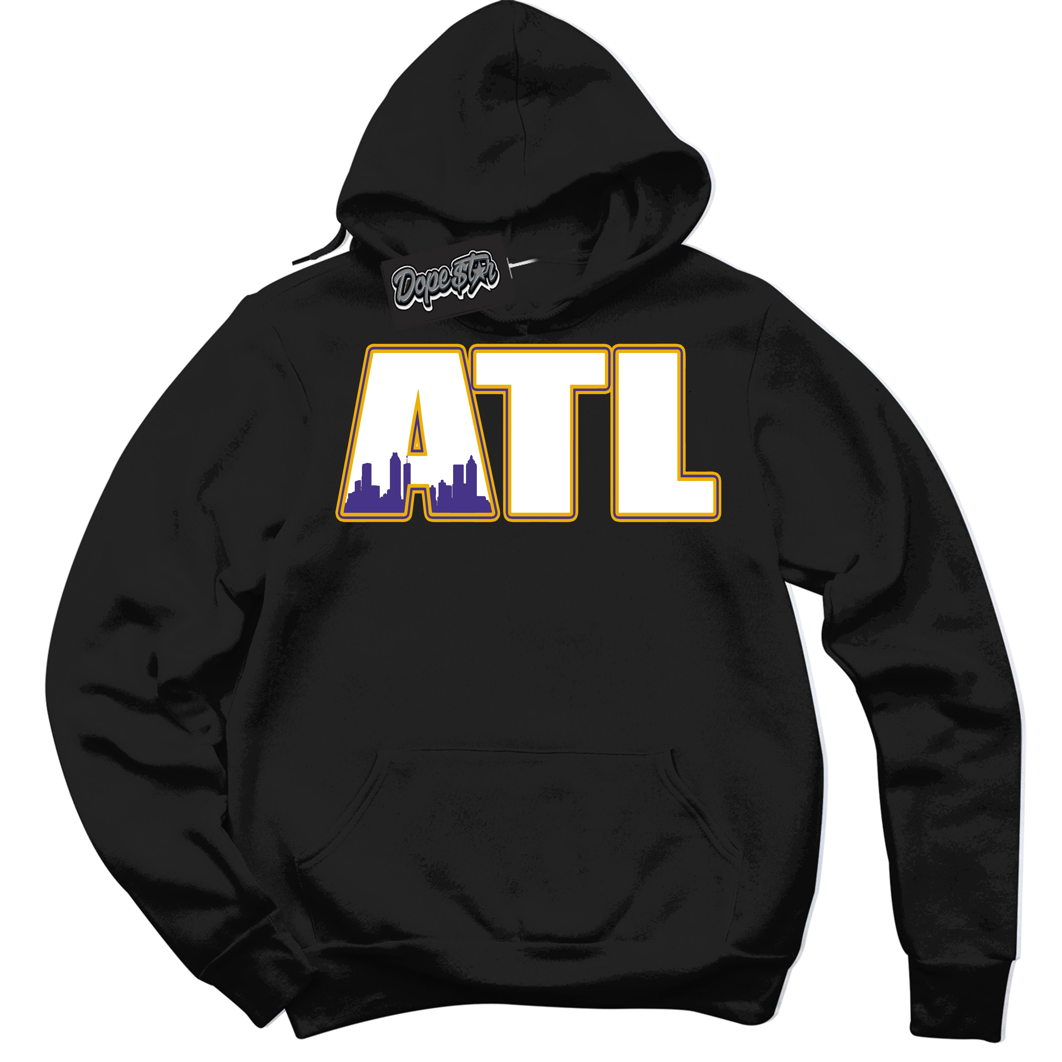 Cool Black Hoodie with “Atlanta” design that Perfectly Matches Air Force 1 QS Kobe Lakers Home Sneakers.