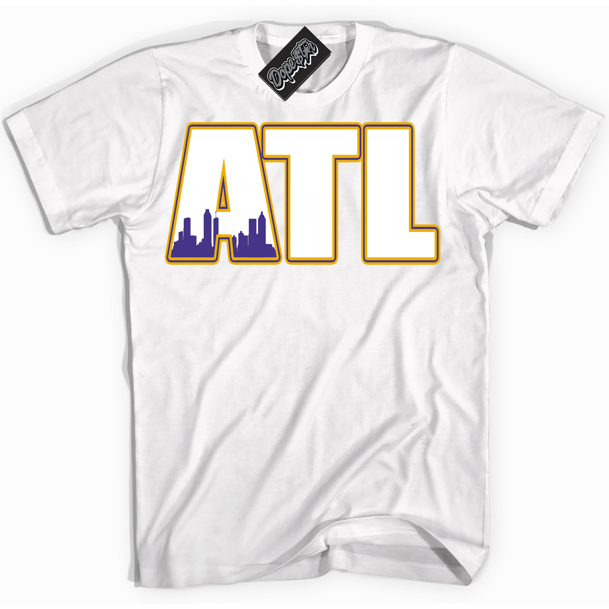 Cool White Shirt with “Atlanta” design that perfectly matches the Air Force 1 QS Kobe Lakers Home Sneakers.