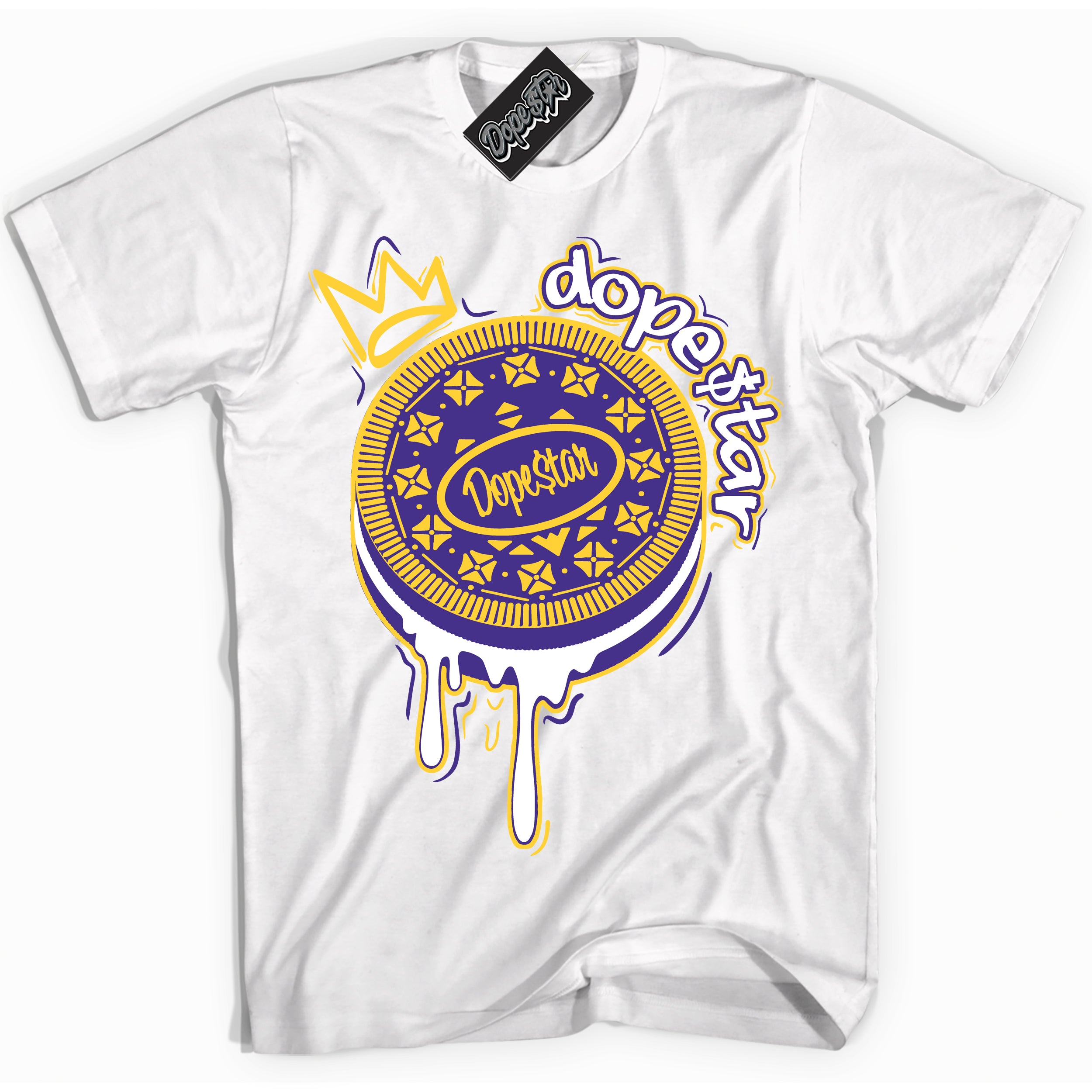 Cool White Shirt with “Oreo DS” design that perfectly matches the Air Force 1 QS Kobe Lakers Home Sneakers.