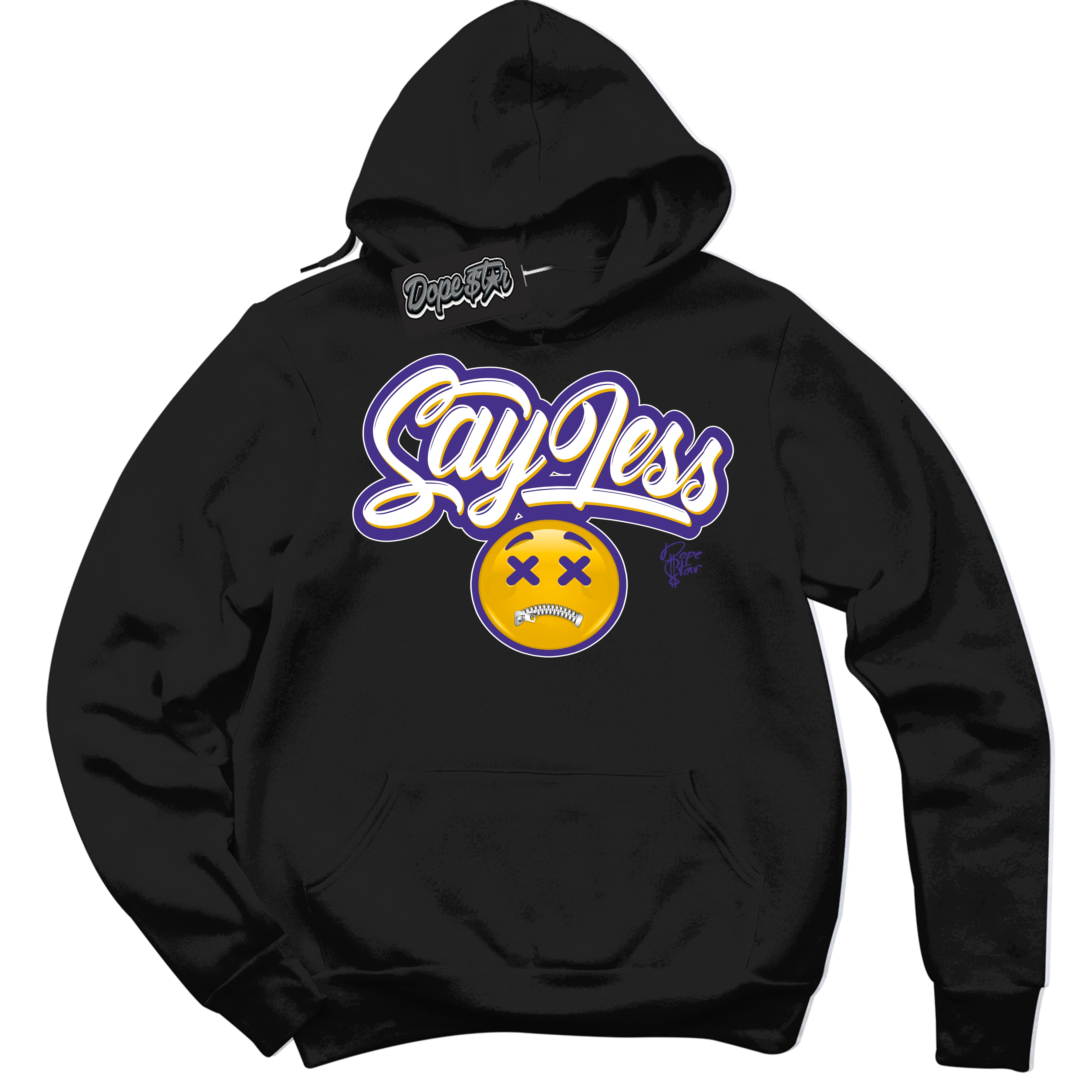 Cool Black Hoodie with “Say Less” design that Perfectly Matches Air Force 1 QS Kobe Lakers Home Sneakers.