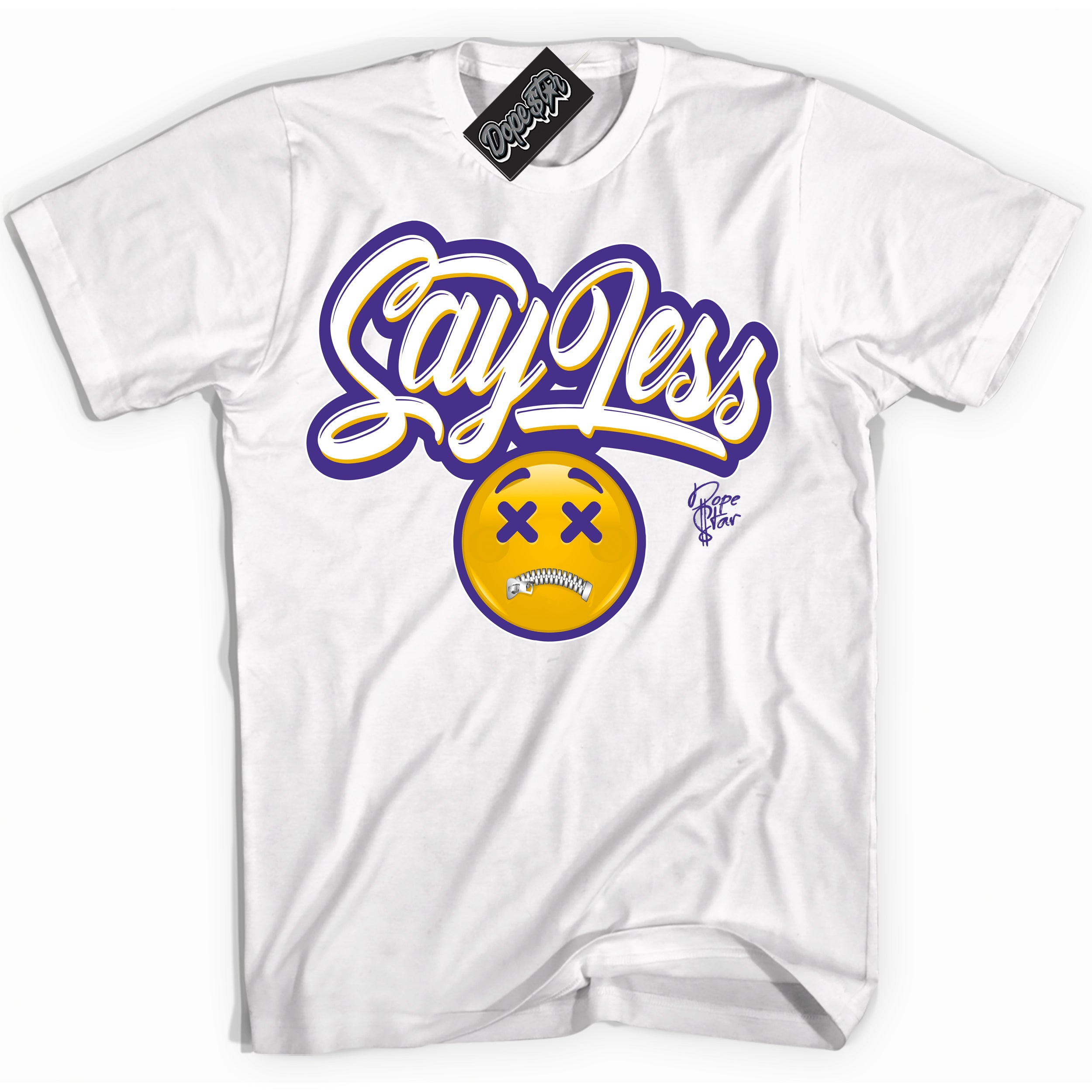 Cool White Shirt with “Say Less” design that perfectly matches the Air Force 1 QS Kobe Lakers Home Sneakers.