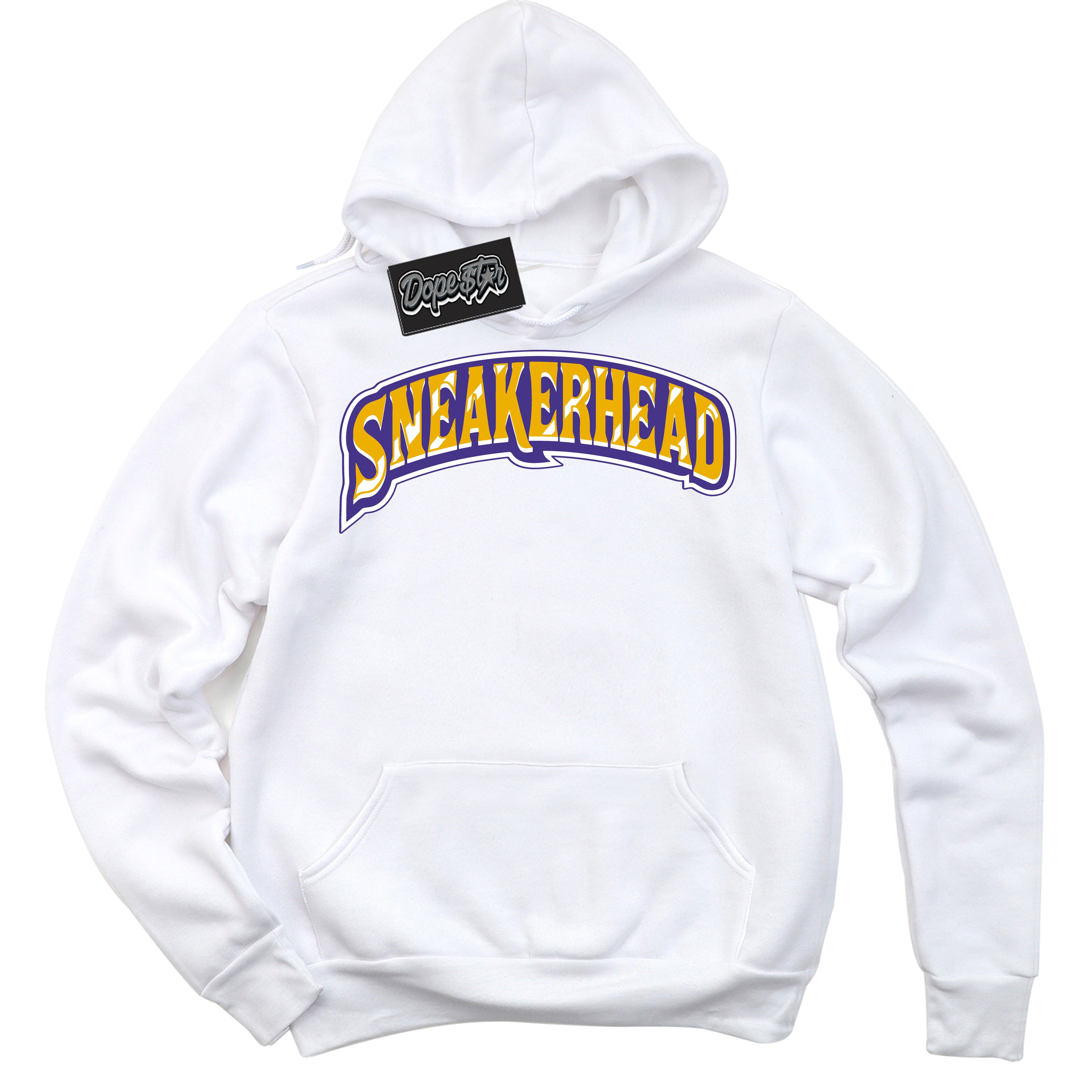 Cool White Hoodie with “Sneakerhead” design that Perfectly Matches Air Force 1 QS Kobe Lakers Home Sneakers.