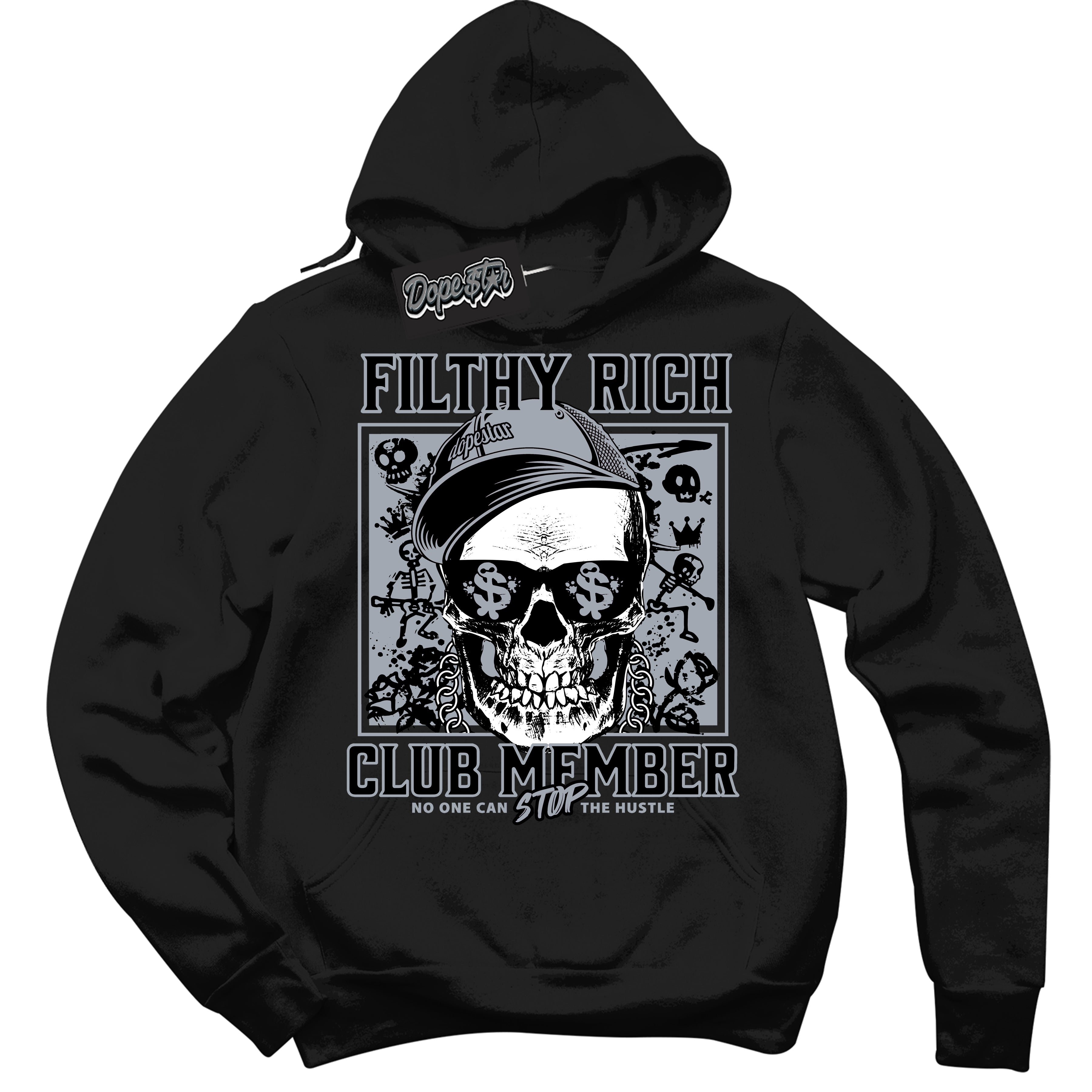 Cool Black Hoodie with “ Filthy Rich ” design that Perfectly Matches The KAWS X Sky High Farm 1s Sneakers.