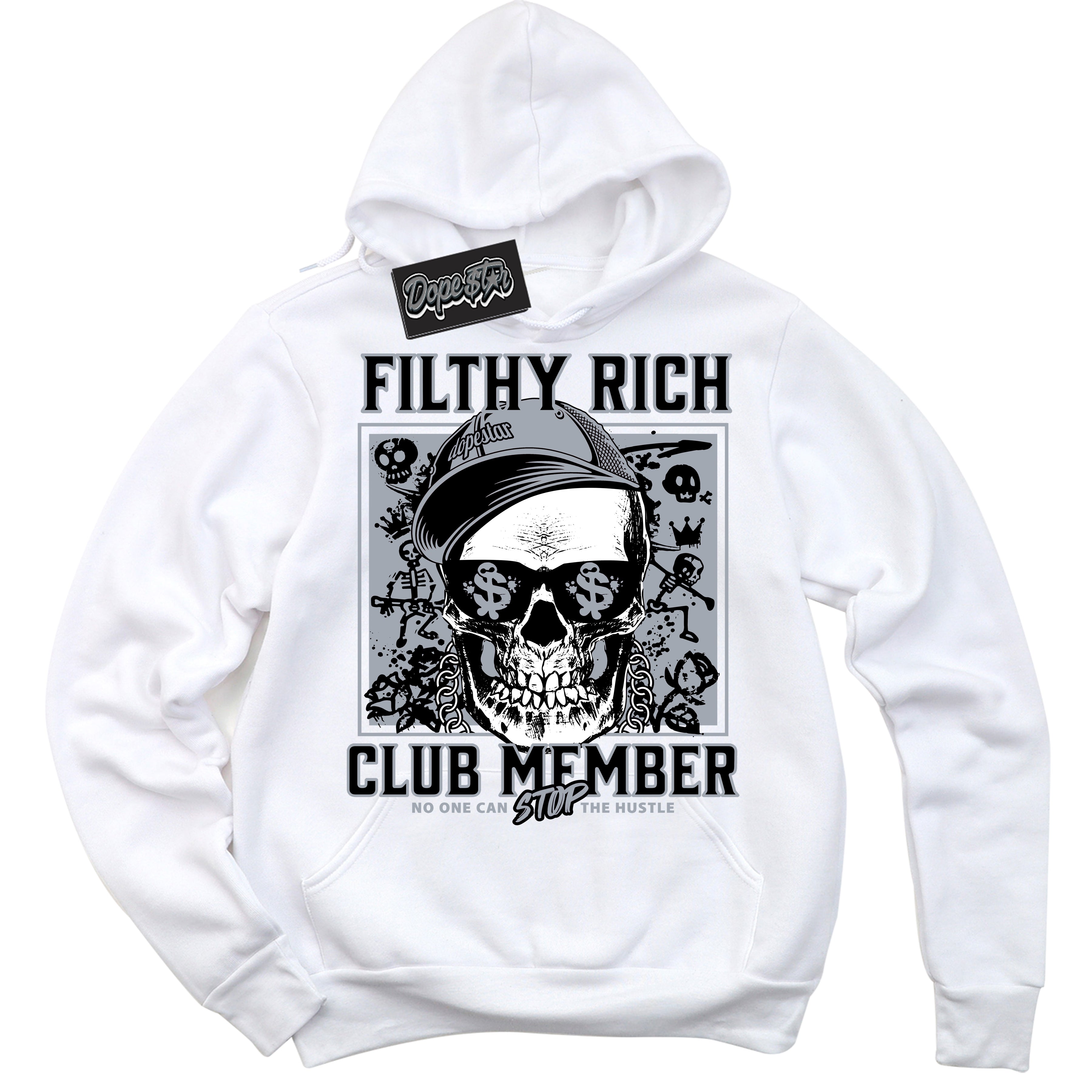 Cool White Hoodie with “ Filthy Rich ” design that Perfectly Matches The KAWS X Sky High Farm 1s Sneakers.