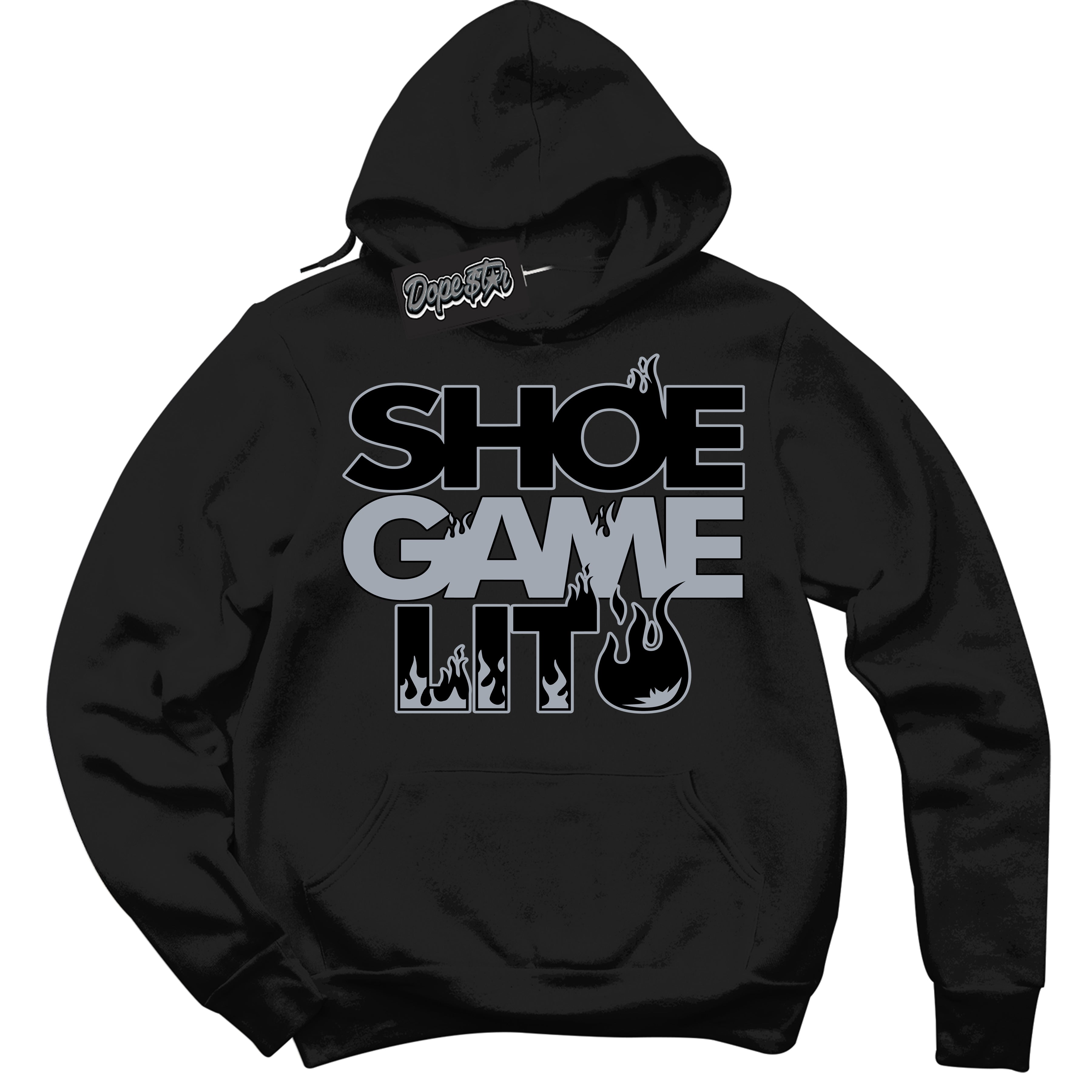 Cool Black Hoodie with “ Shoe Game Lit '' design that Perfectly Matches KAWS X Sky High Farm 1s Sneakers.