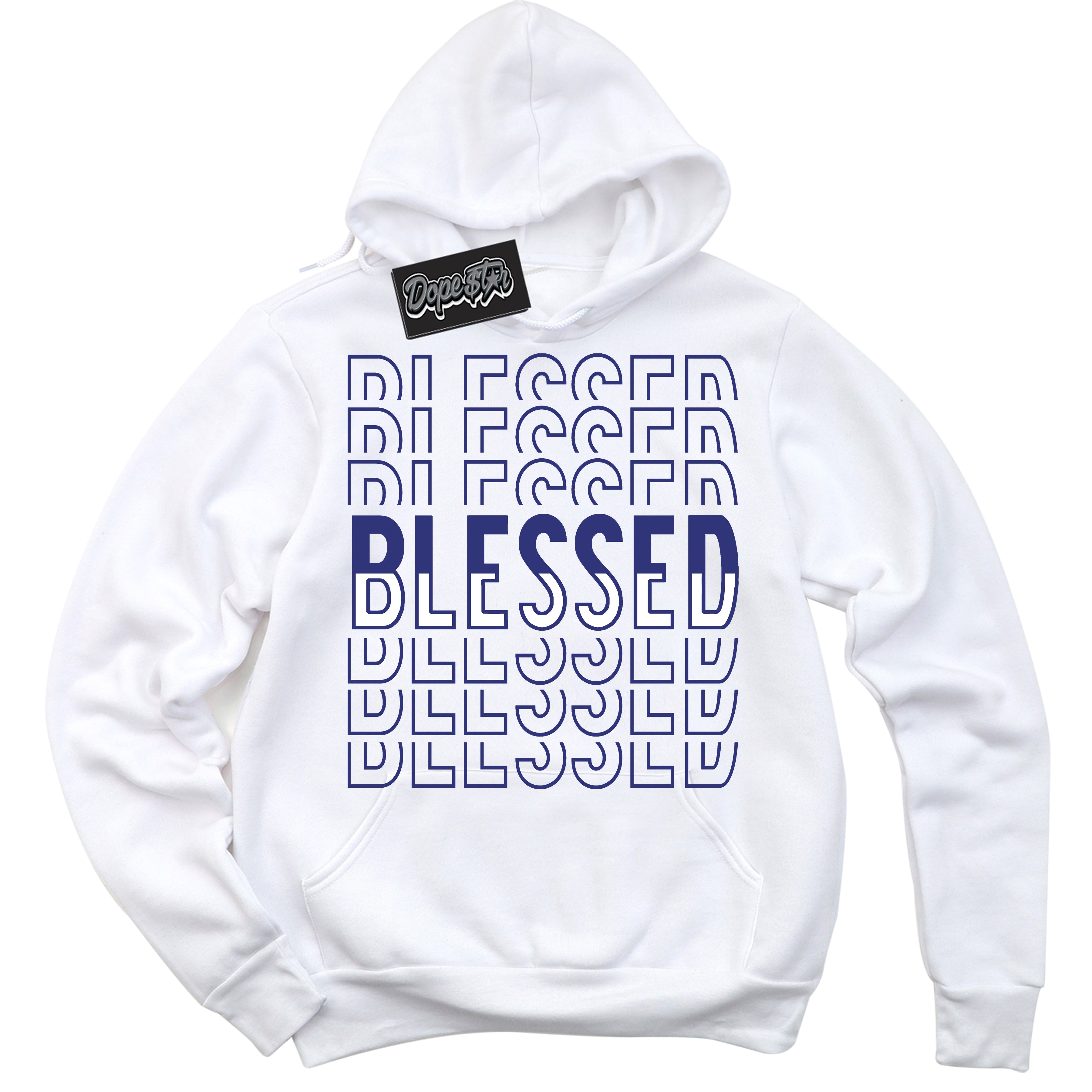 Cool White Hoodie with “ Blessed Stacked ” design that Perfectly Matches Concord Dunk.