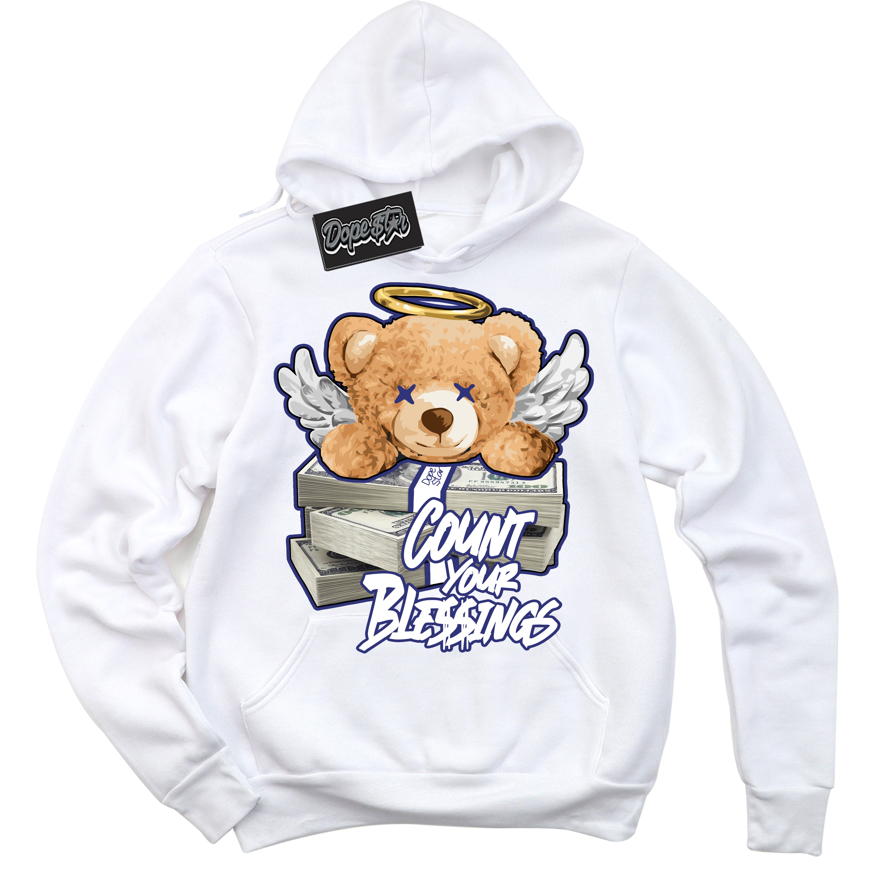 Cool White Hoodie with “ Count Your Blessings ” design that Perfectly Matches Concord Dunk.