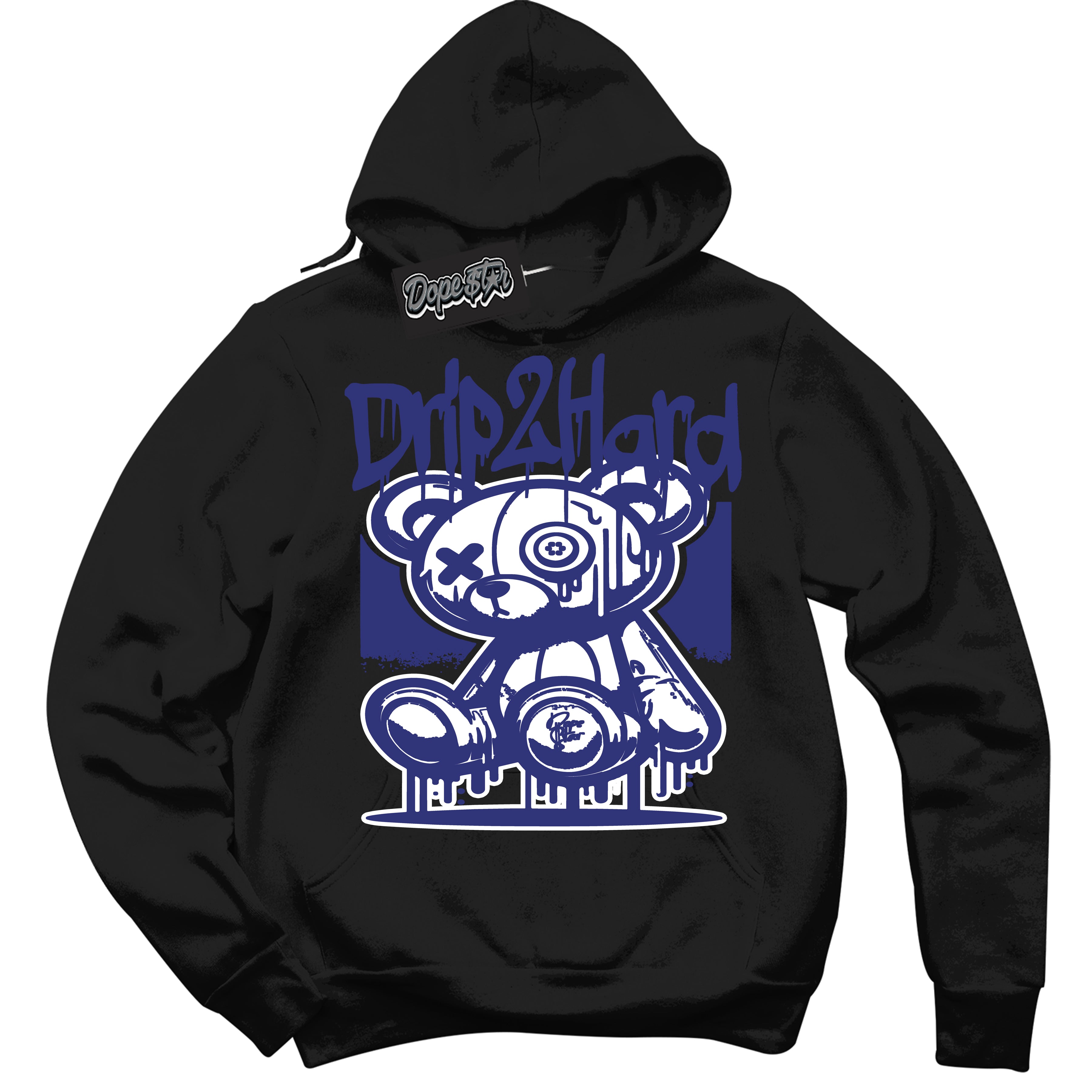 Cool Black Hoodie with “ Drip 2 Hard ” design that Perfectly Matches Concord Dunk.