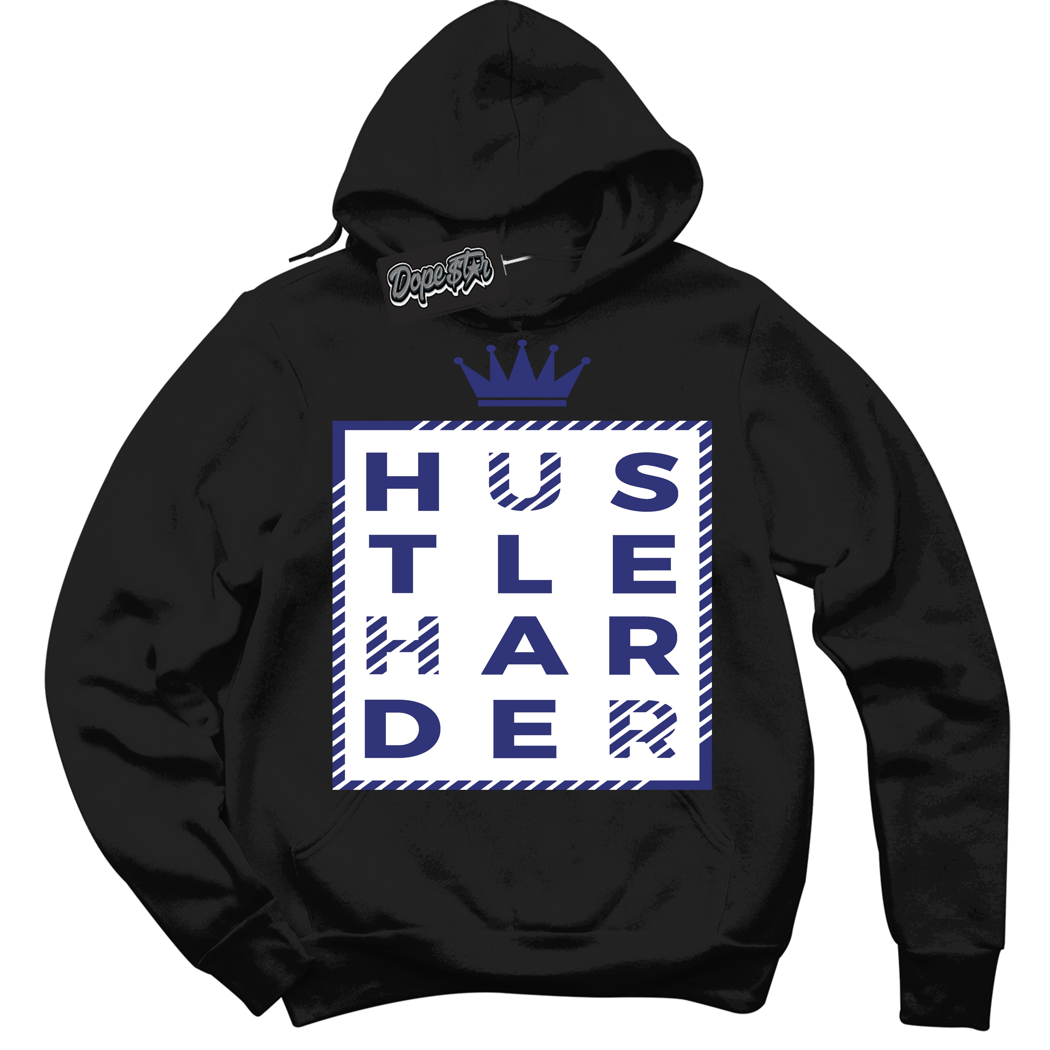 Cool Black Hoodie with “ Hustle Harder ” design that Perfectly Matches Concord Dunk.