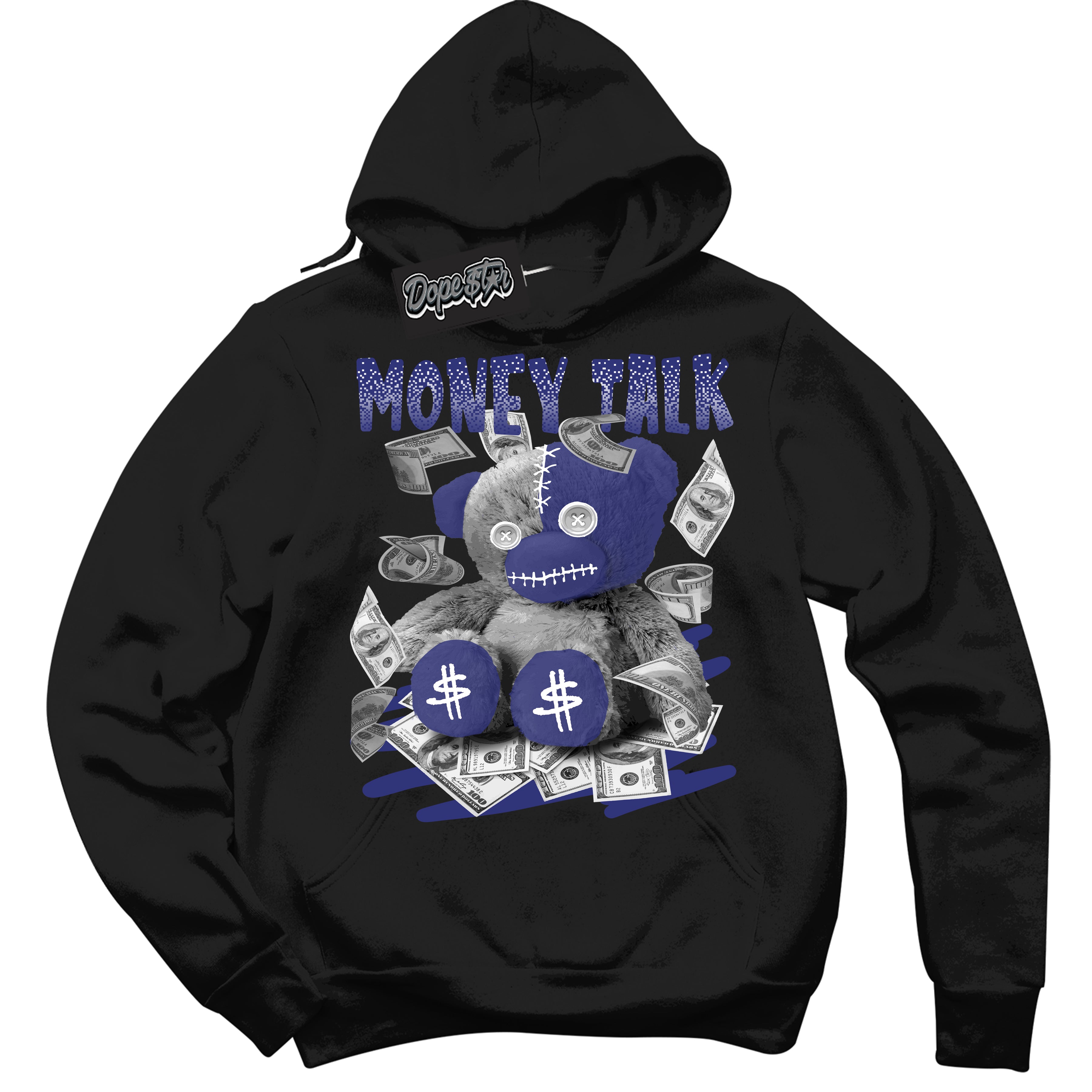 Cool Black Hoodie with “ Money Talk Bear ” design that Perfectly Matches Concord Dunk.