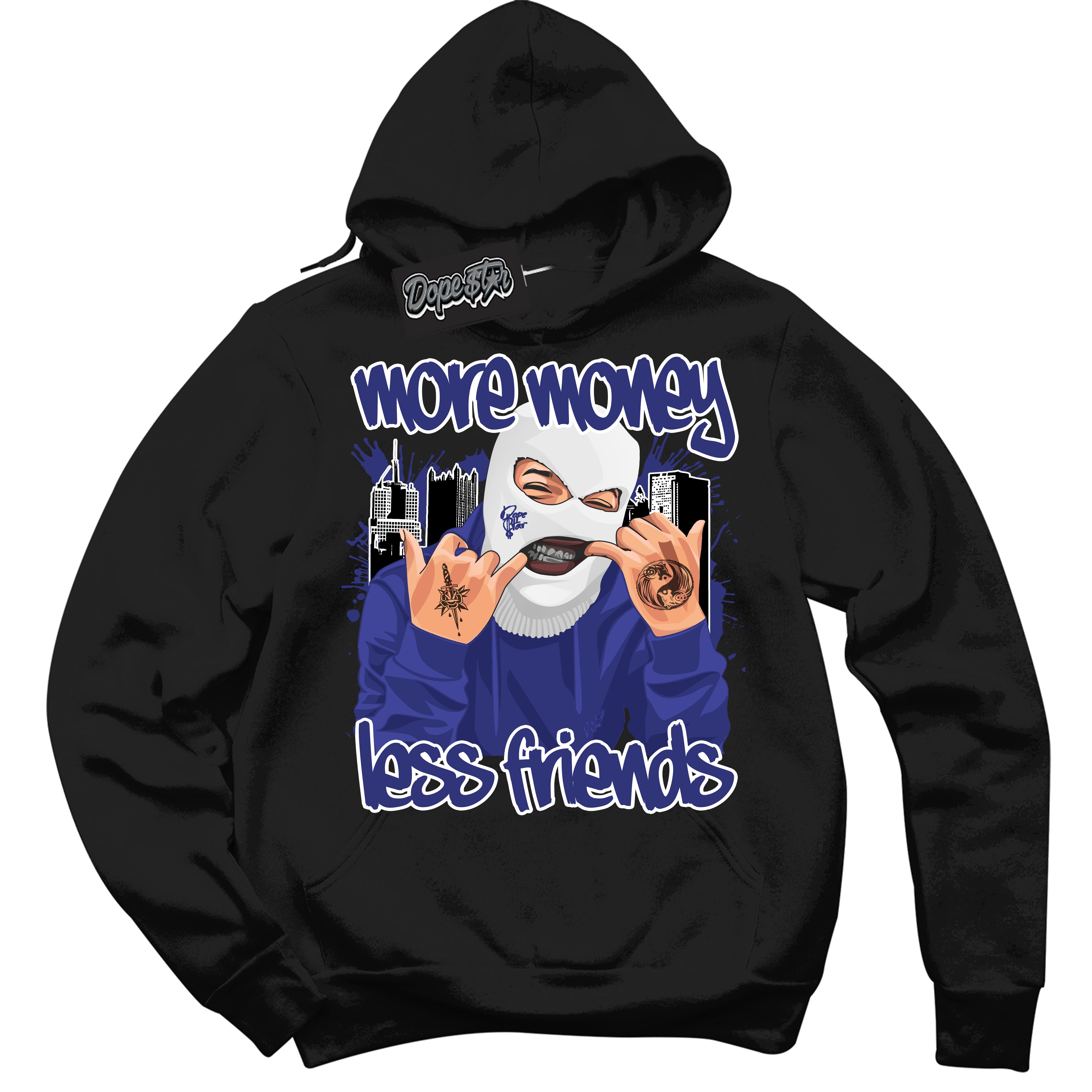 Cool Black Hoodie with “ More Money Less Friends ” design that Perfectly Matches Concord Dunk.