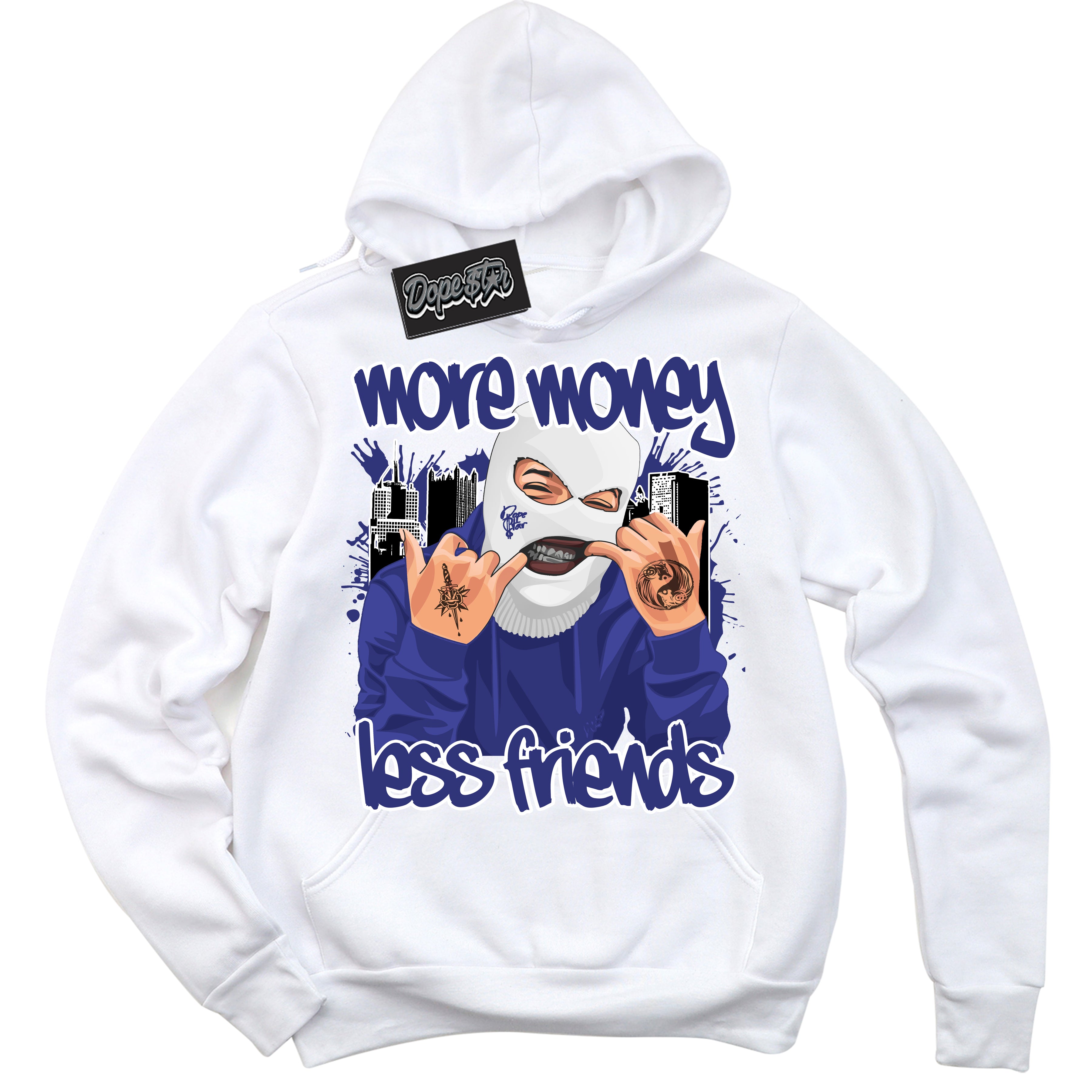 Cool White Hoodie with “ More Money Less Friends ” design that Perfectly Matches Concord Dunk.