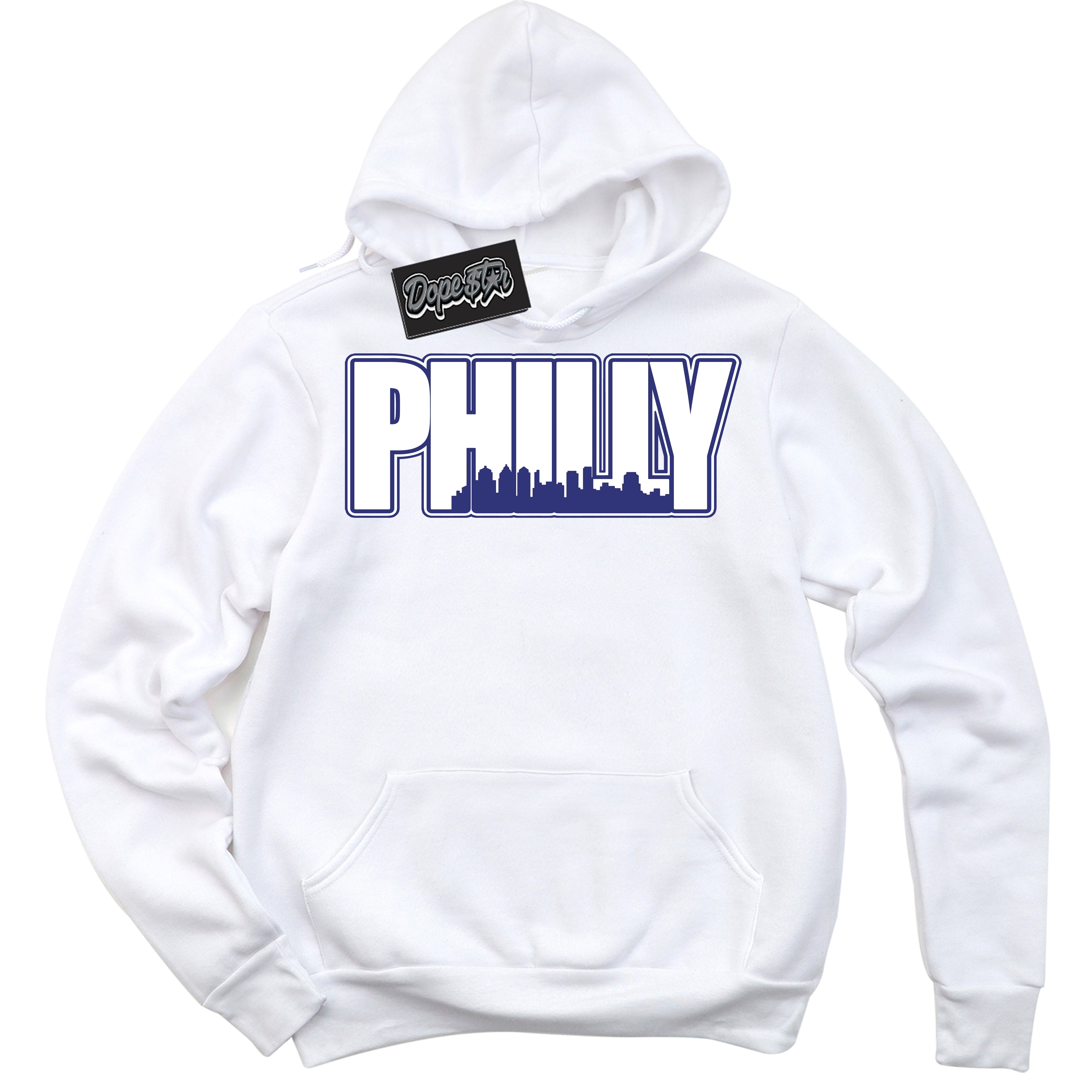 Cool White Hoodie with “ Philly ” design that Perfectly Matches Concord Dunk.