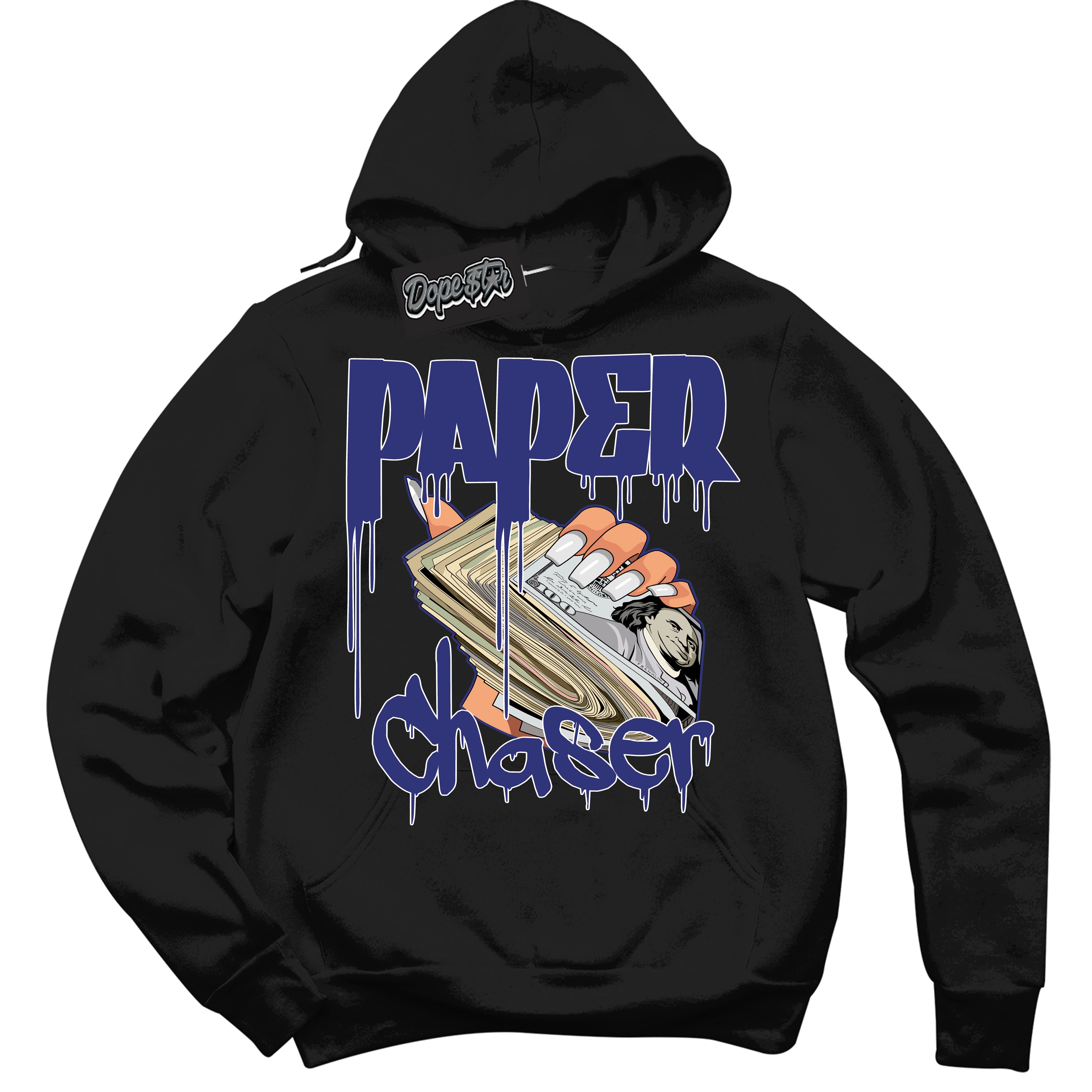 Cool Black Hoodie with “ Paper Chaser ” design that Perfectly Matches Concord Dunk.
