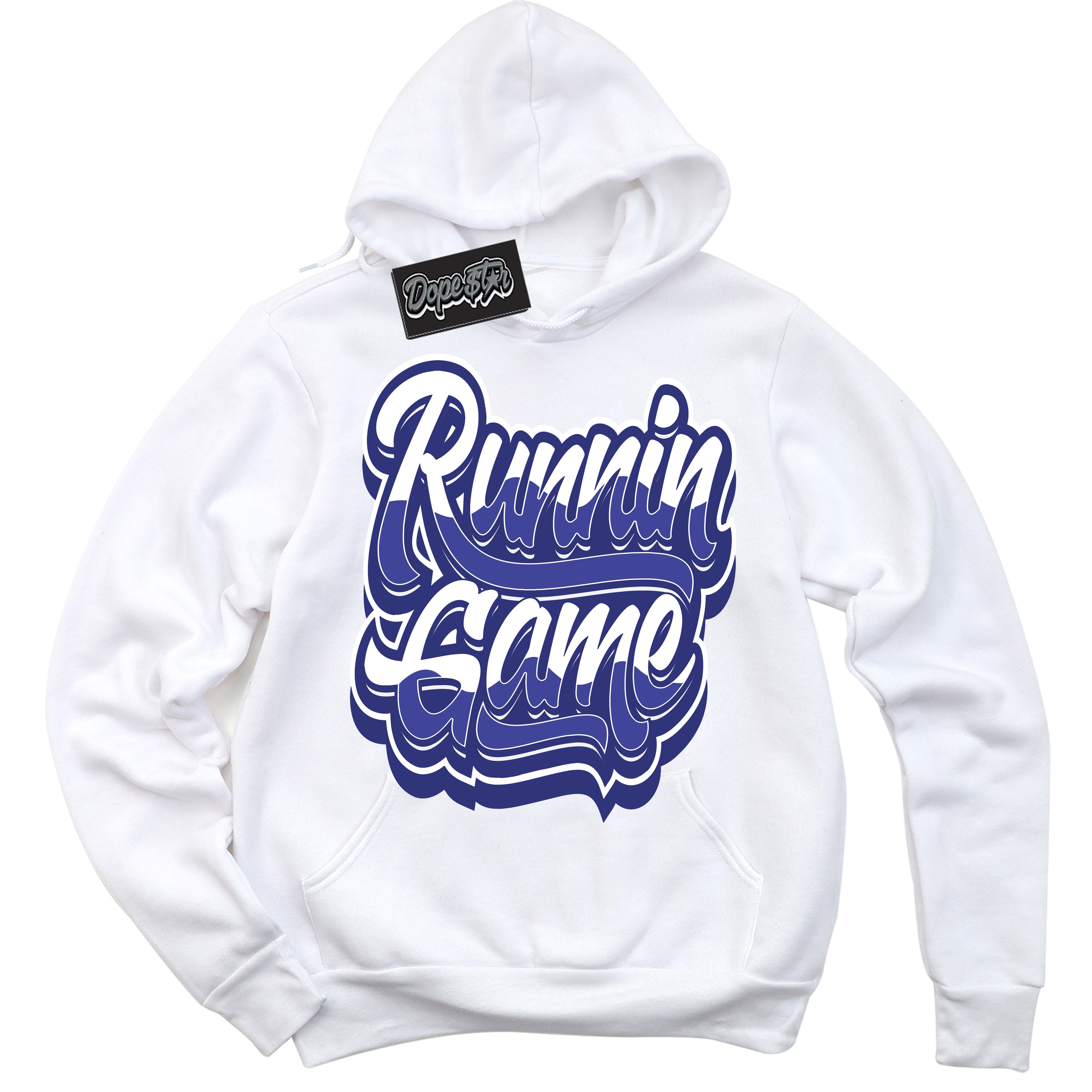 Cool White Hoodie with “ Running Game ” design that Perfectly Matches Concord Dunk.