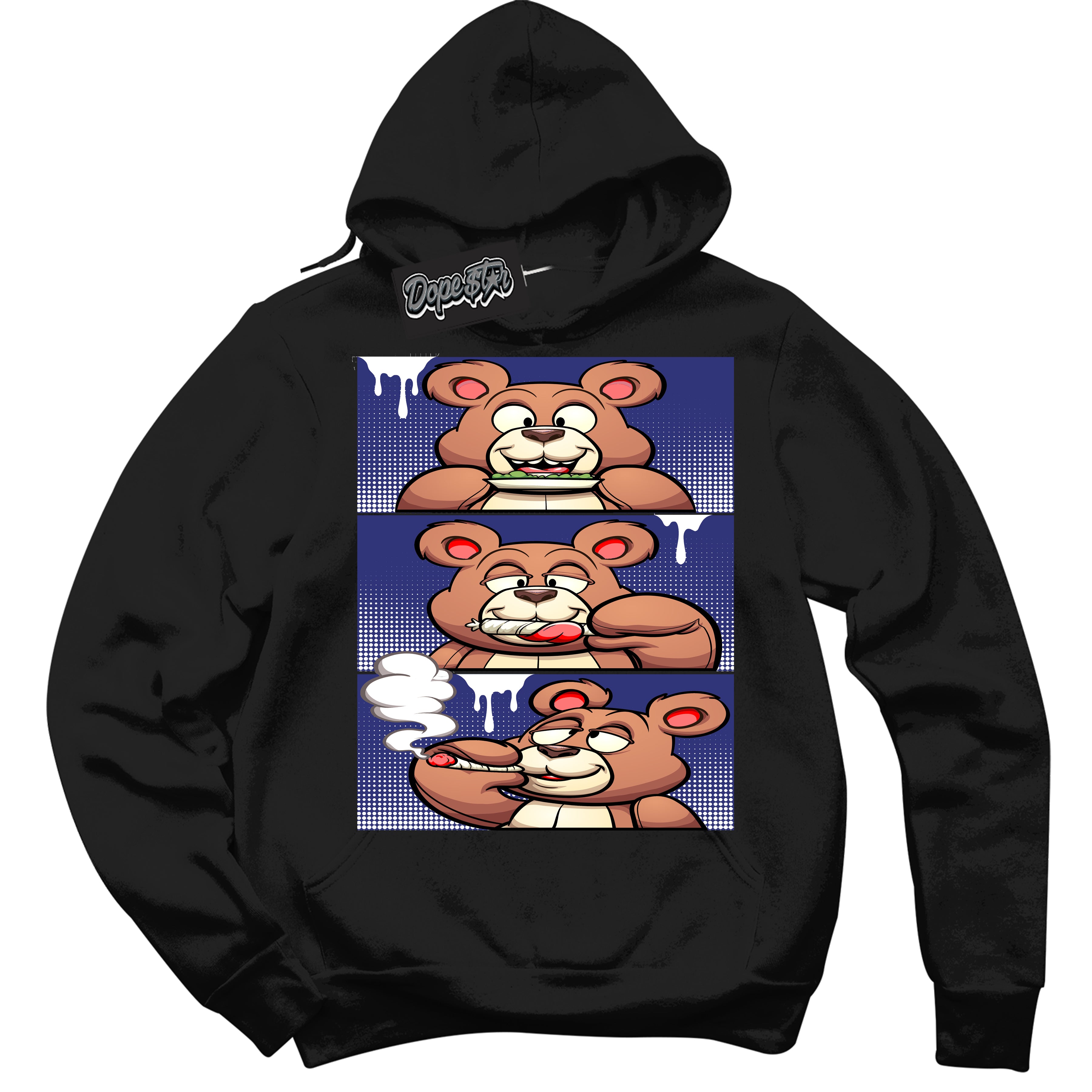 Cool Black Hoodie with “ Roll It Lick It Smoke It Bear ” design that Perfectly Matches Concord Dunk.