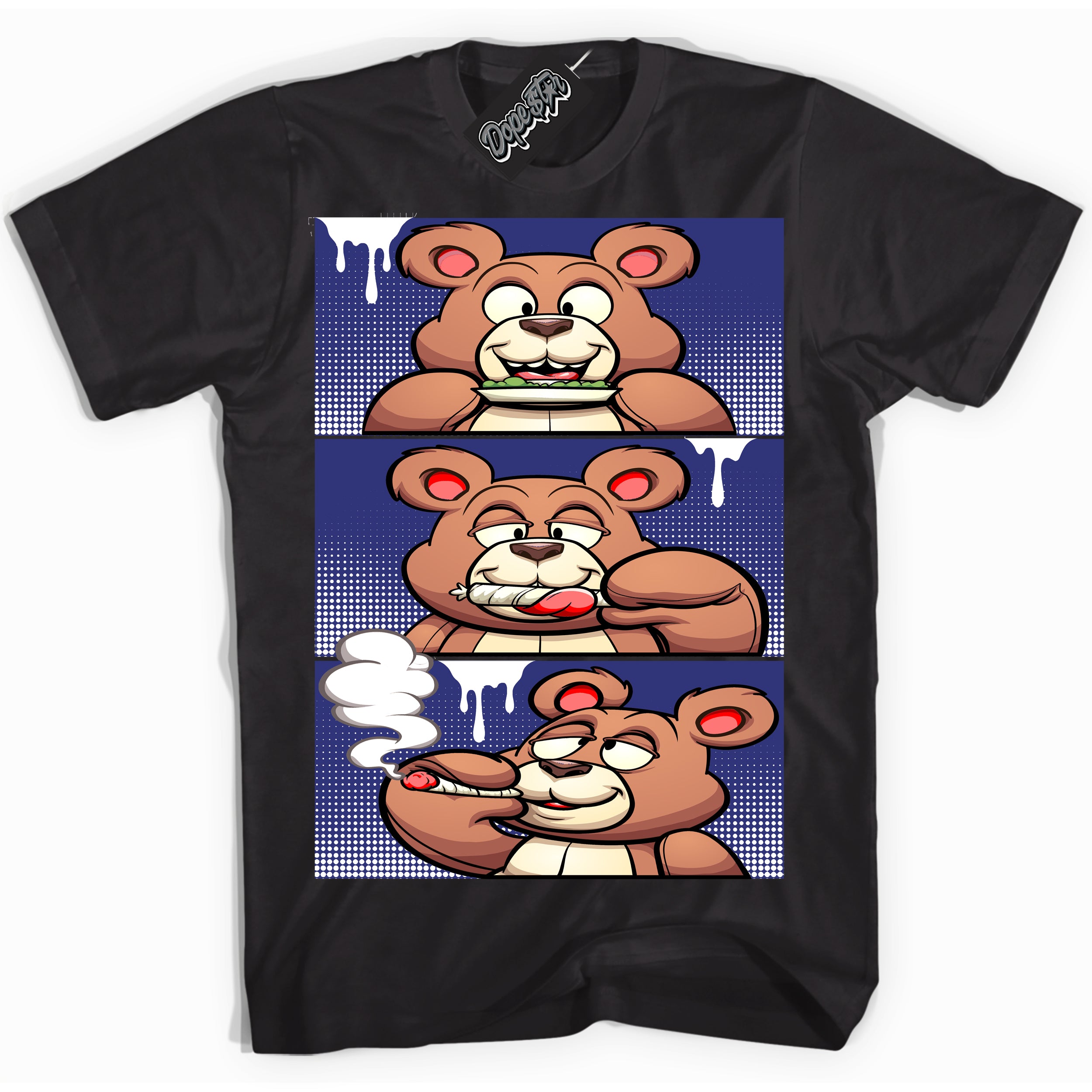 Cool Black Shirt with “ Roll It Lick It Smoke It Bear ” design that perfectly matches Concord Dunk.