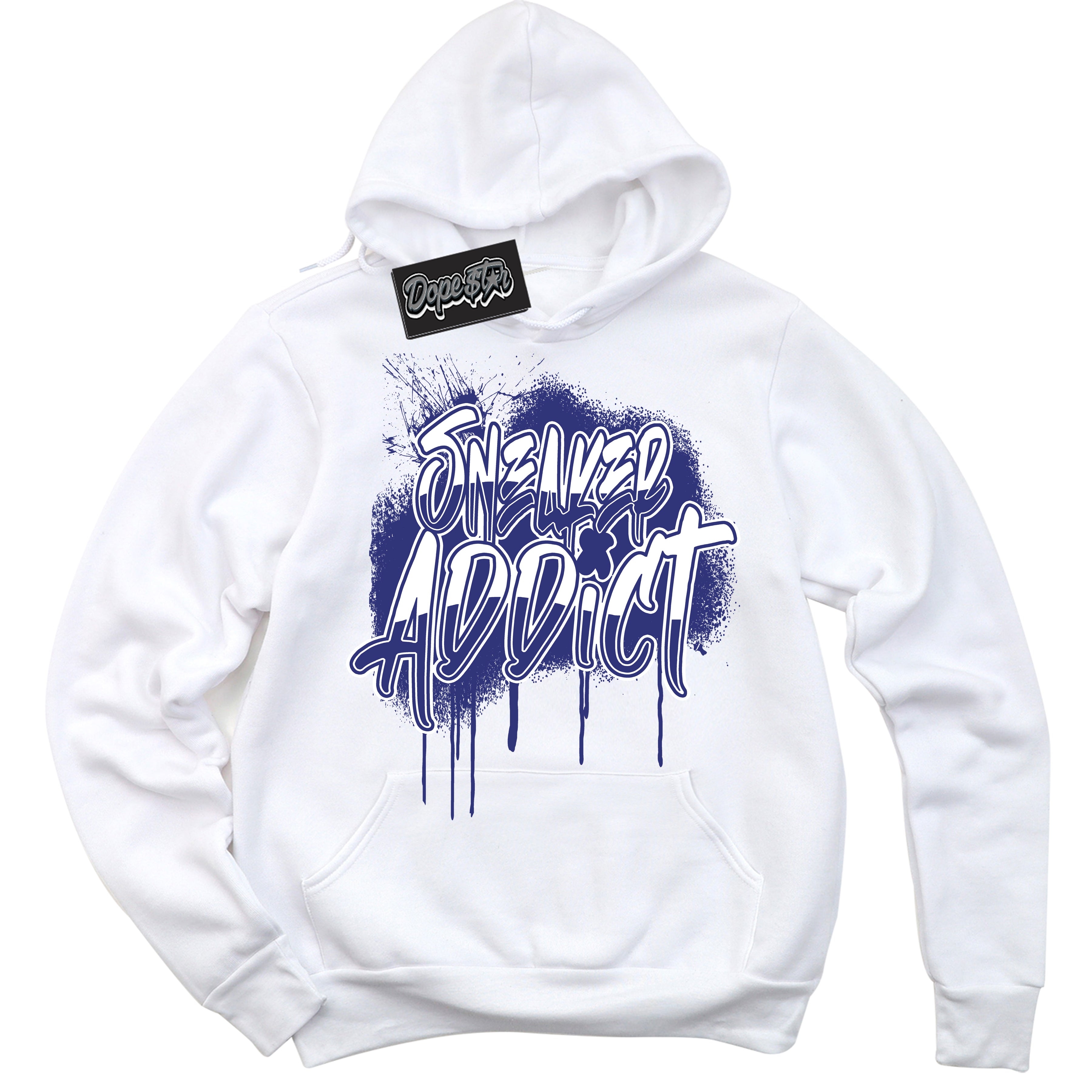 Cool White Hoodie with “ Sneaker Addict ” design that Perfectly Matches Concord Dunk.