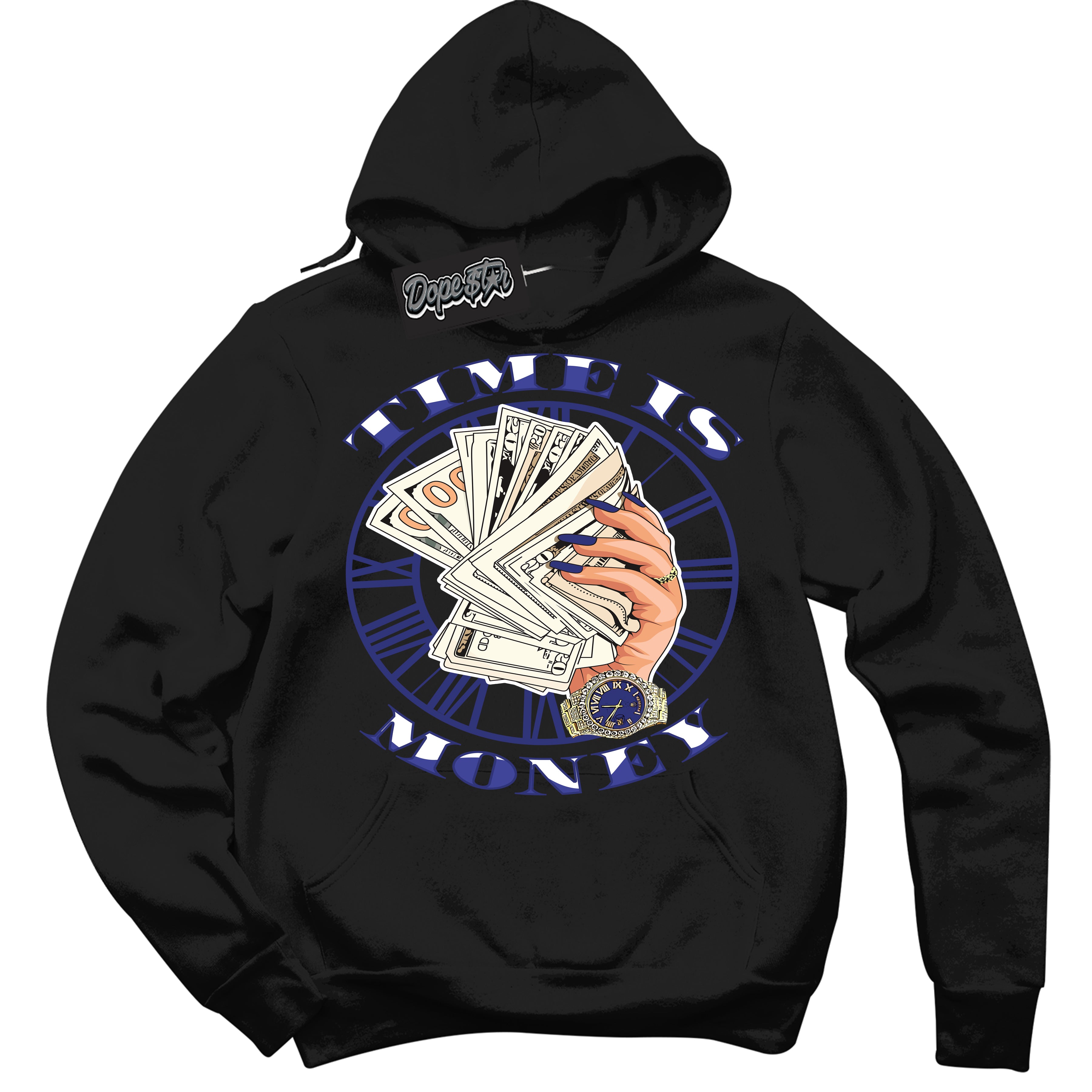 Cool Black Hoodie with “ Time Is Money ” design that Perfectly Matches Concord Dunk.