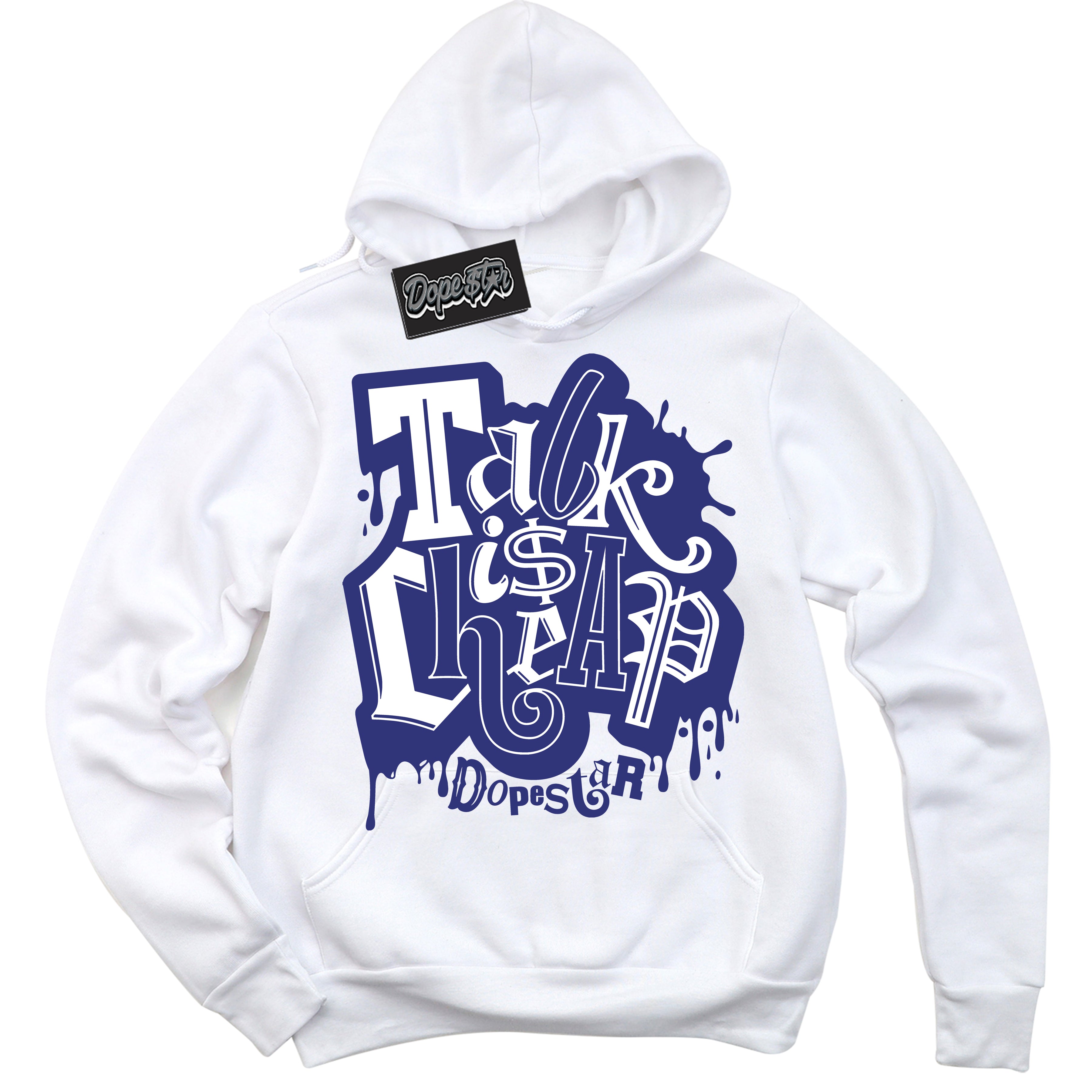 Cool White Hoodie with “ Talk Is Cheap ” design that Perfectly Matches Concord Dunk.
