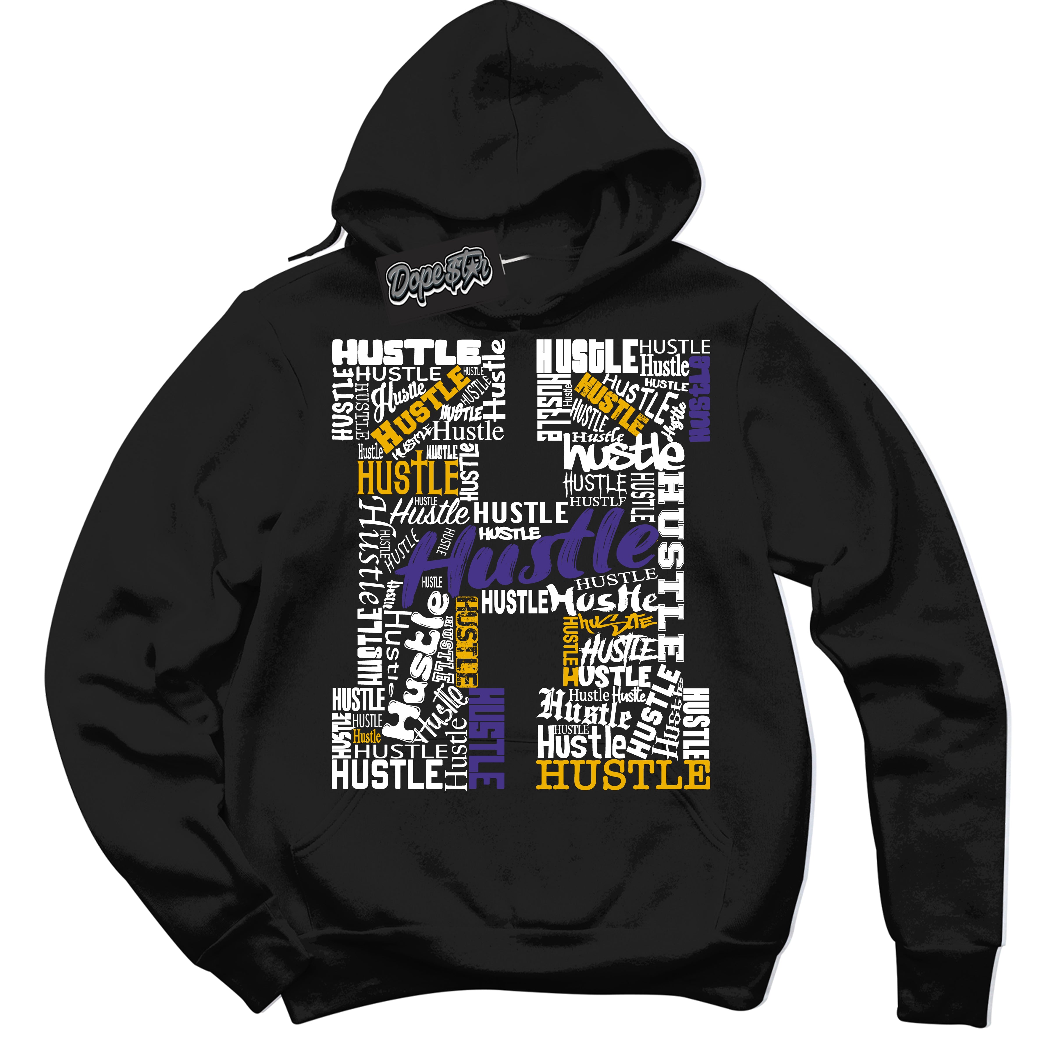 Cool Black Hoodie with “Hustle H” design that Perfectly Matches Kobe 8 Protro Lakers Home Sneakers.