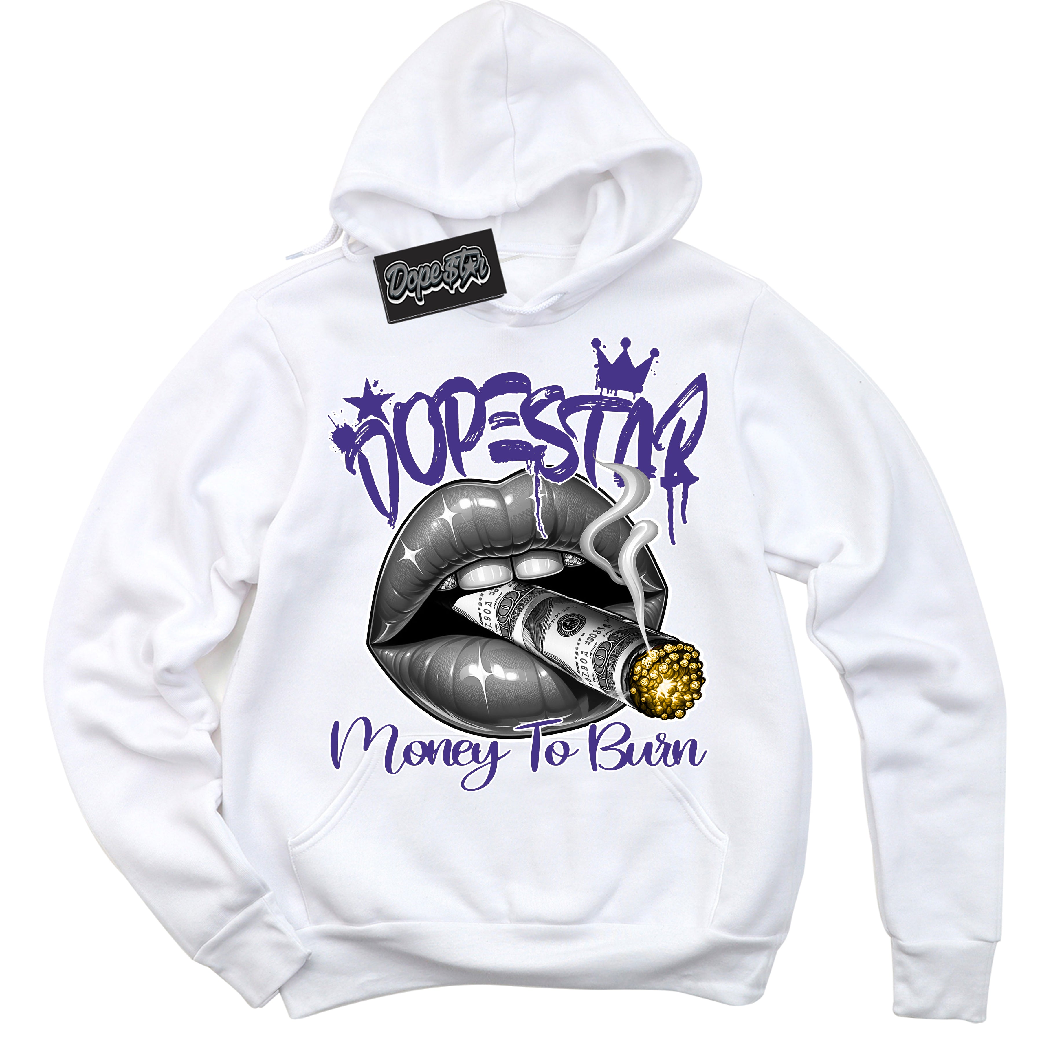 Cool White Hoodie with “Money To Burn” design that Perfectly Matches Kobe 8 Protro Lakers Home Sneakers.