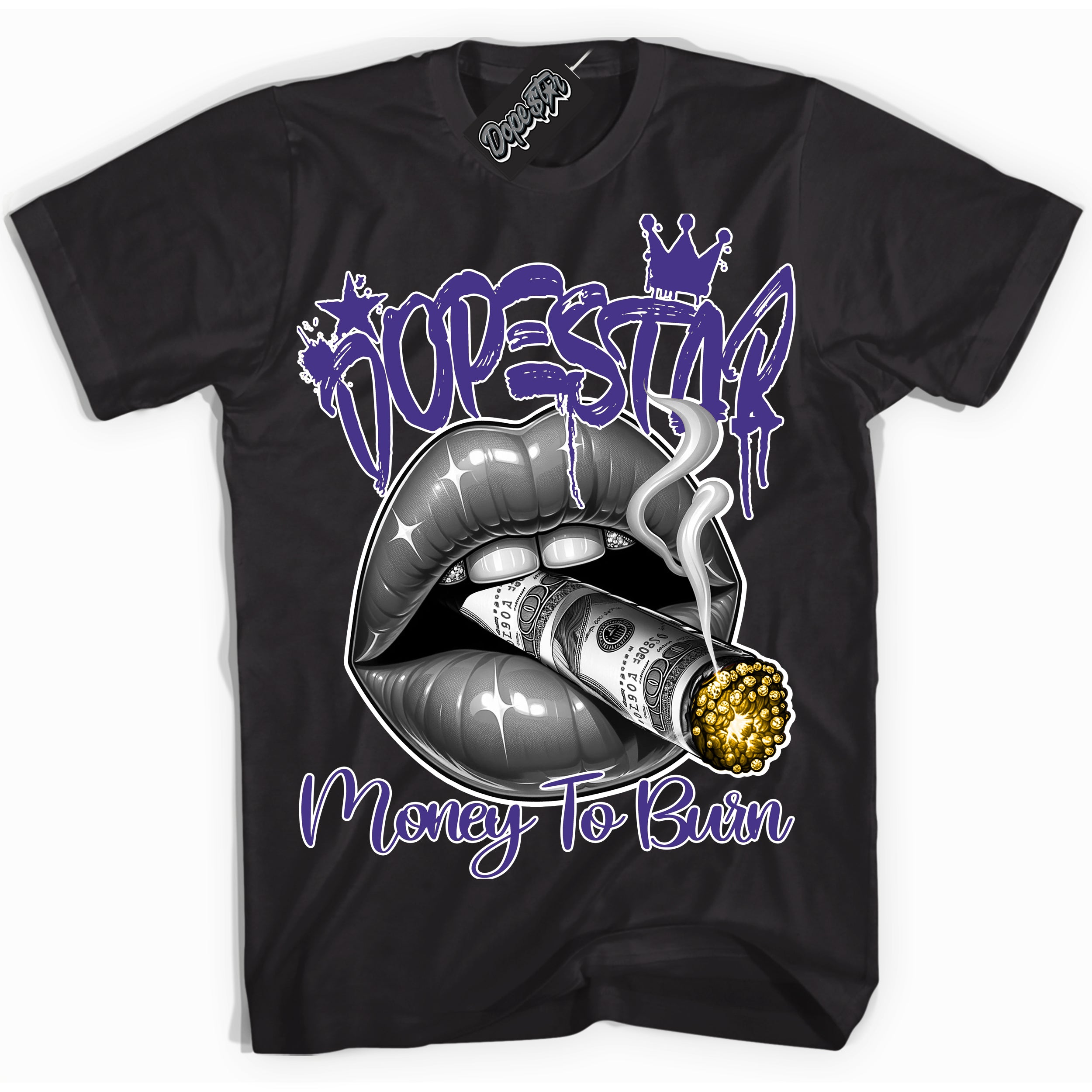 Cool Black Shirt with “Money To Burn” design that perfectly matches the Kobe 8 Protro Lakers Home Sneakers.