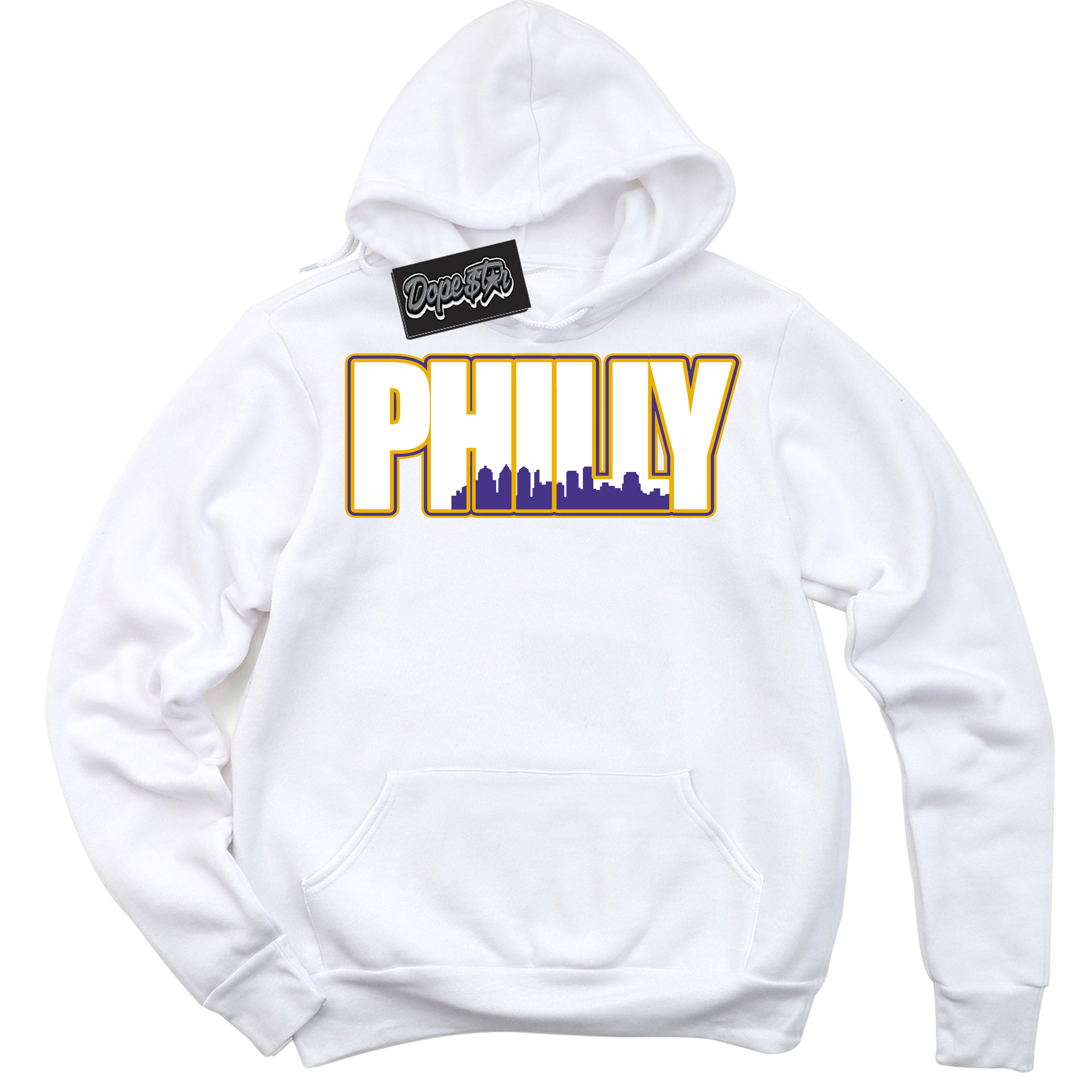 Cool White Hoodie with “Philly” design that Perfectly Matches Kobe 8 Protro Lakers Home Sneakers.