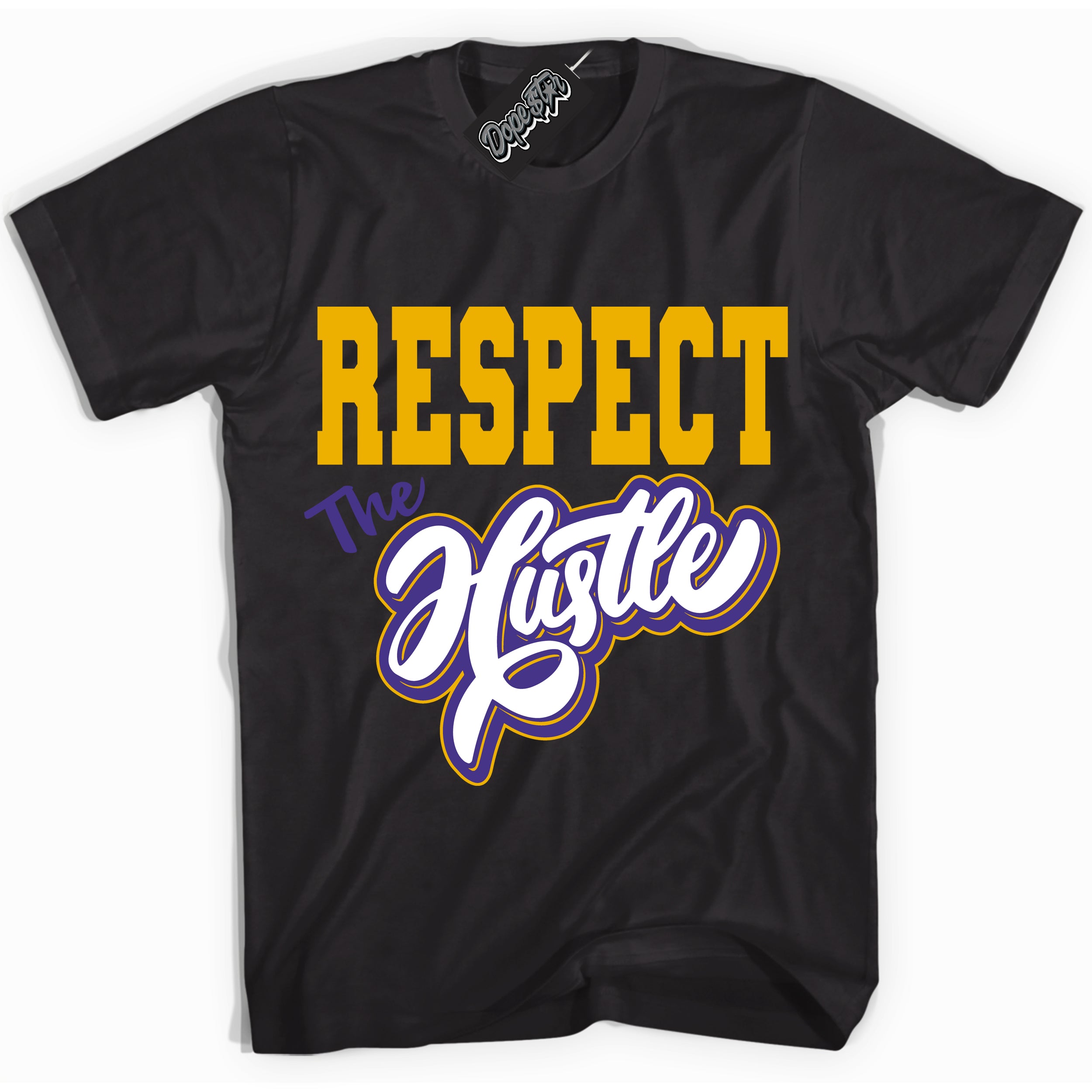 Cool Black Shirt with “Respect The Hustle” design that perfectly matches the Kobe 8 Protro Lakers Home Sneakers.