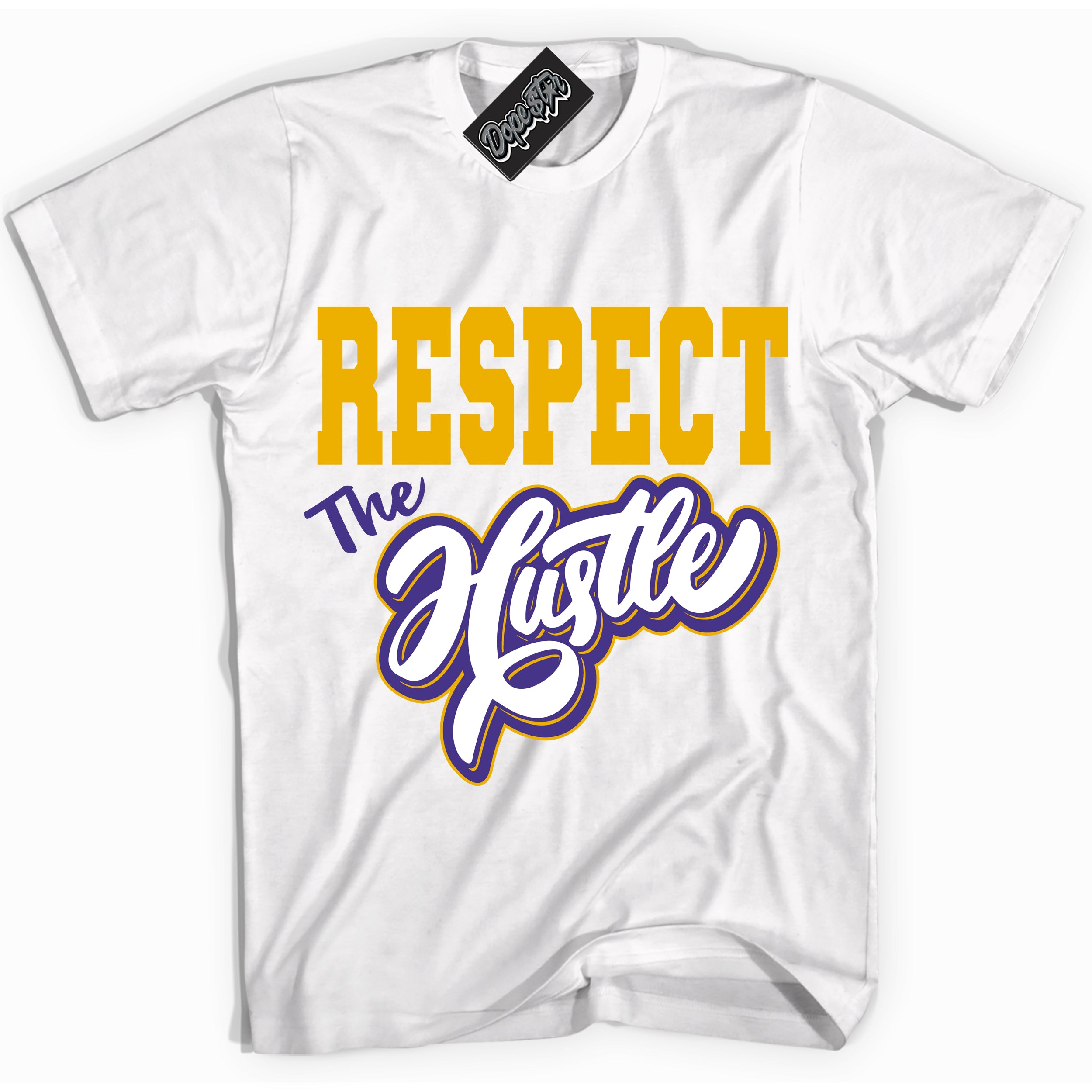 Cool White Shirt with “Respect The Hustle” design that perfectly matches the Kobe 8 Protro Lakers Home Sneakers.