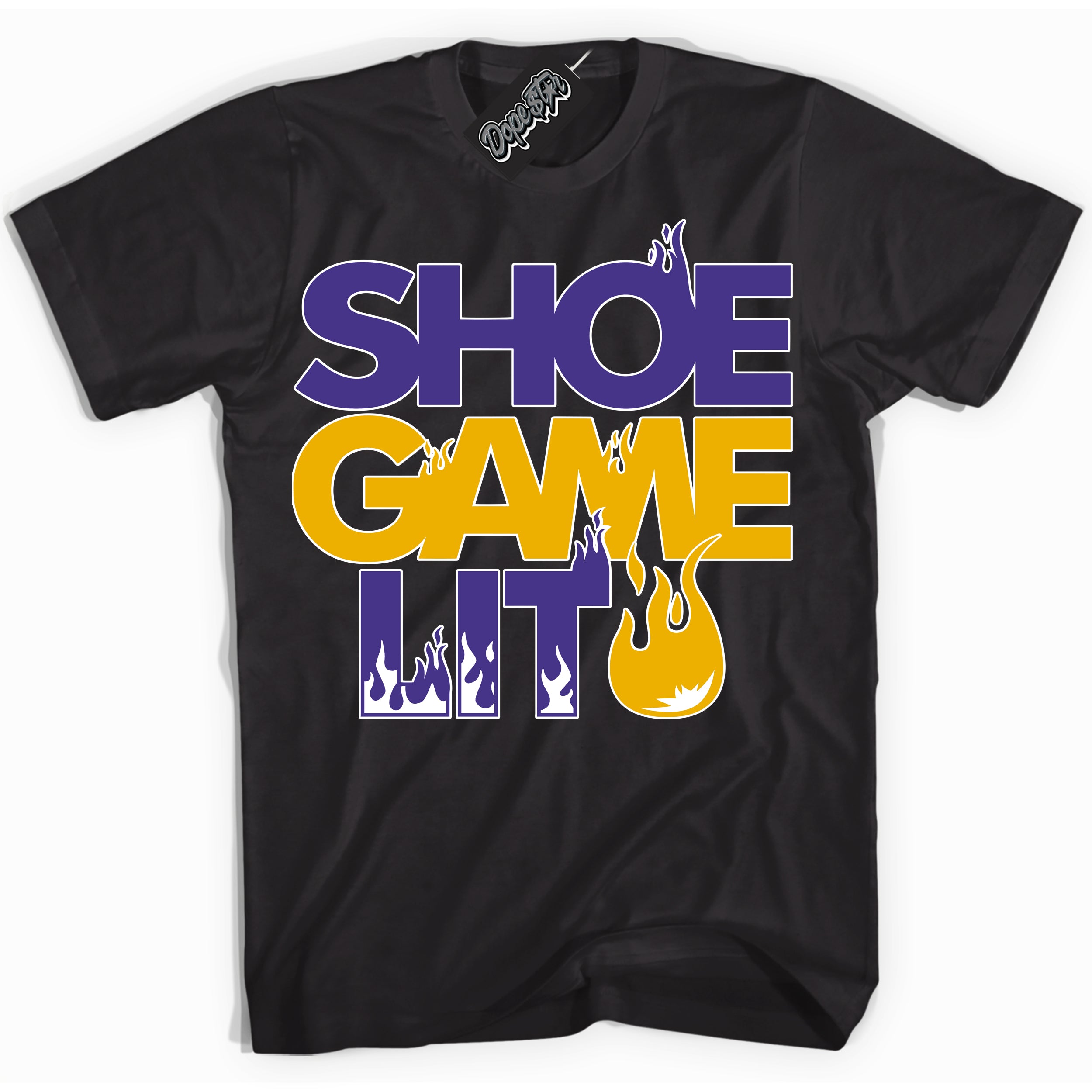Cool Black Shirt with “Shoe Game Lit” design that perfectly matches the Kobe 8 Protro Lakers Home Sneakers.