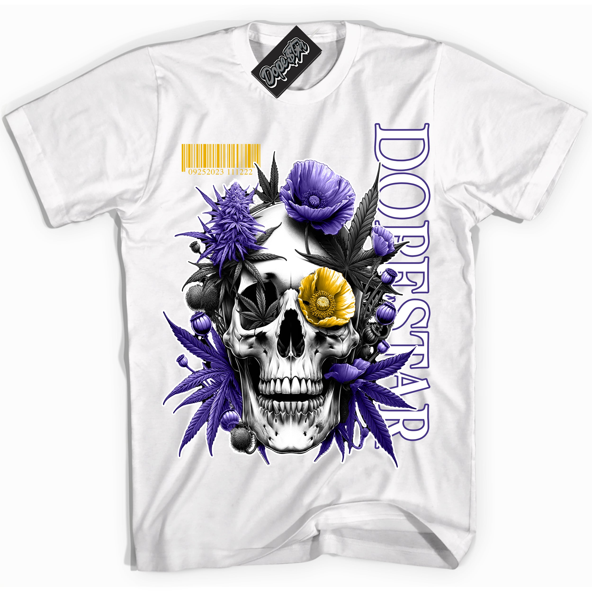 Cool White Shirt with “Skull Poppies” design that perfectly matches the Kobe 8 Protro Lakers Home Sneakers.