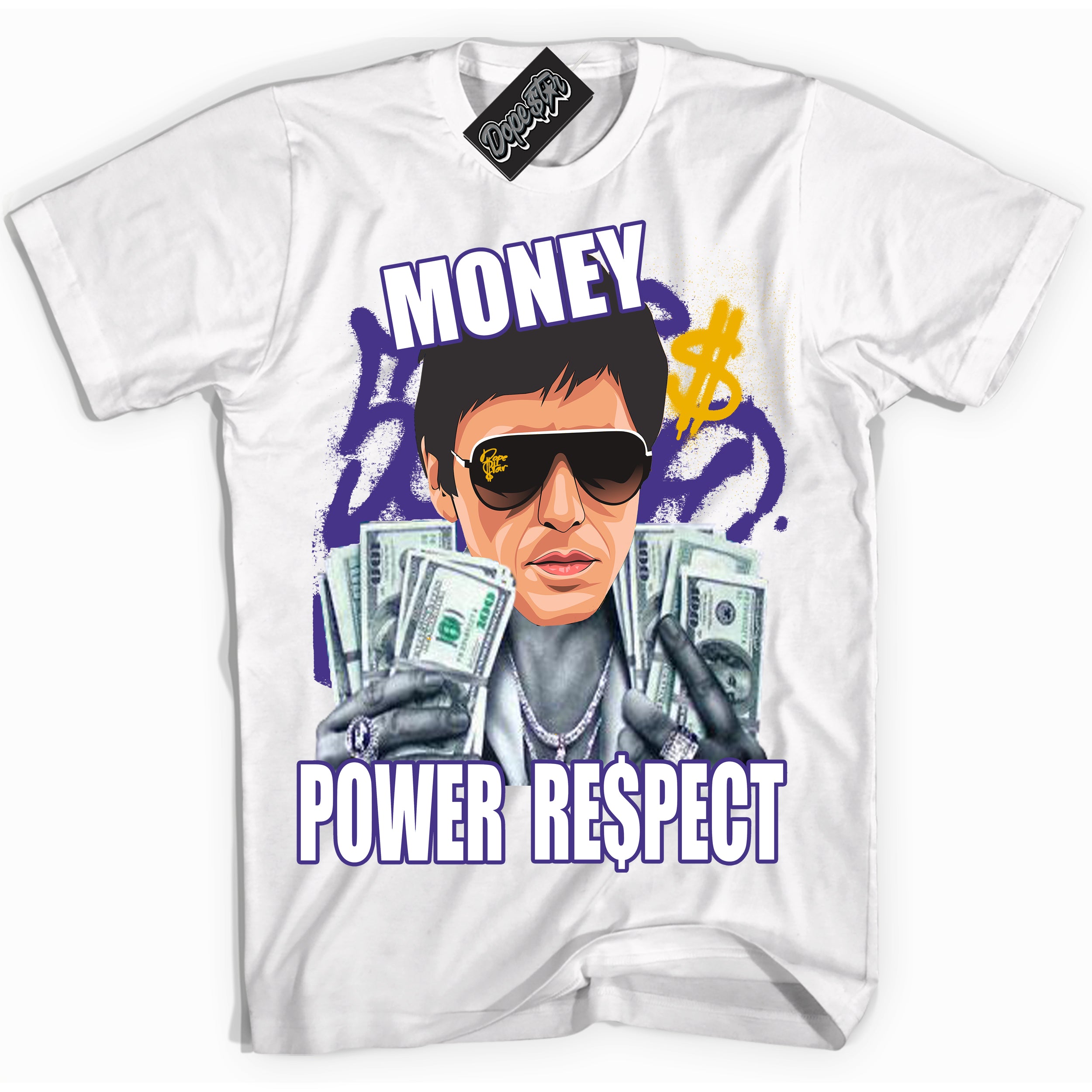 Cool White Shirt with “Tony Montana” design that perfectly matches the Kobe 8 Protro Lakers Home Sneakers.