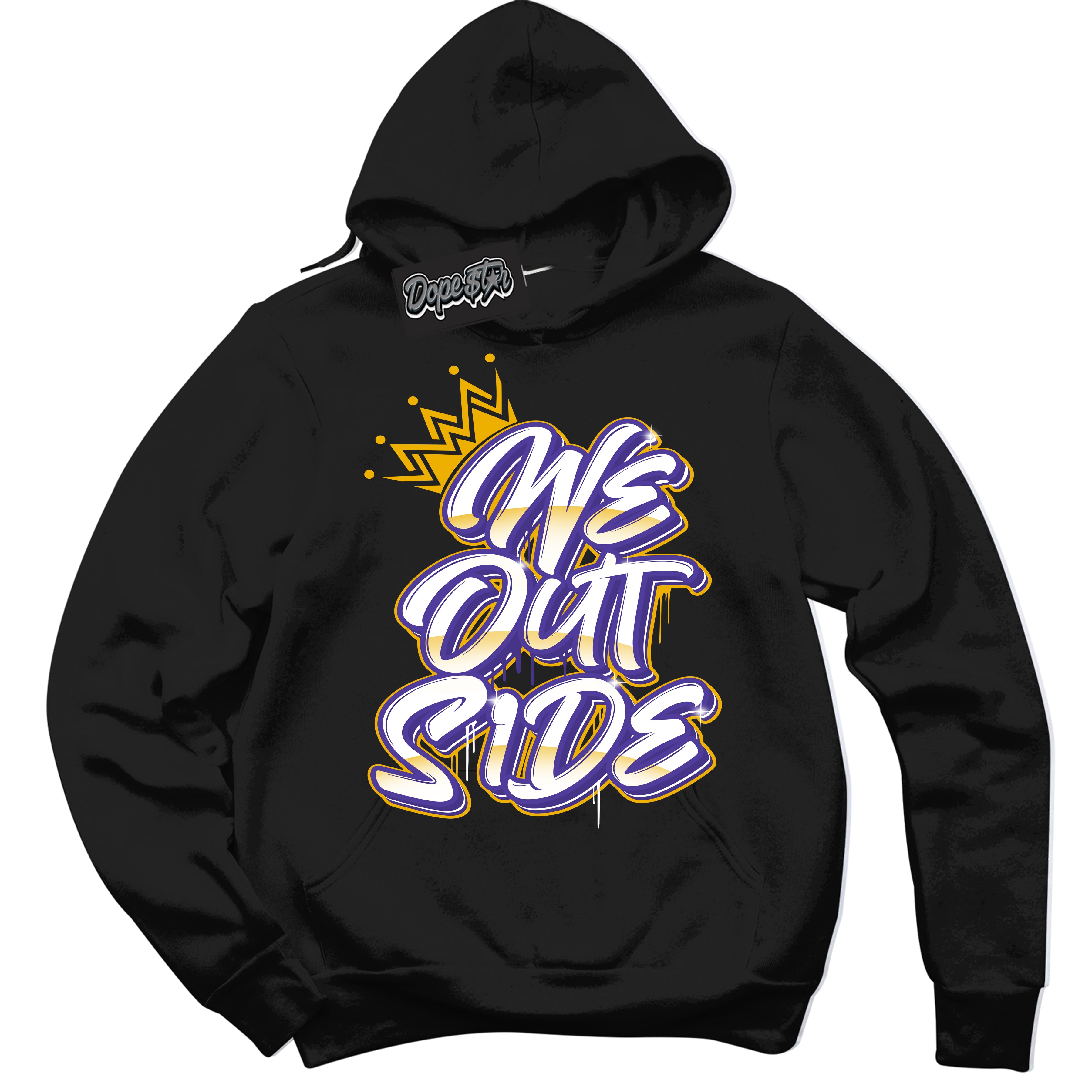 Cool Black Hoodie with “We Outside” design that Perfectly Matches Kobe 8 Protro Lakers Home Sneakers/
