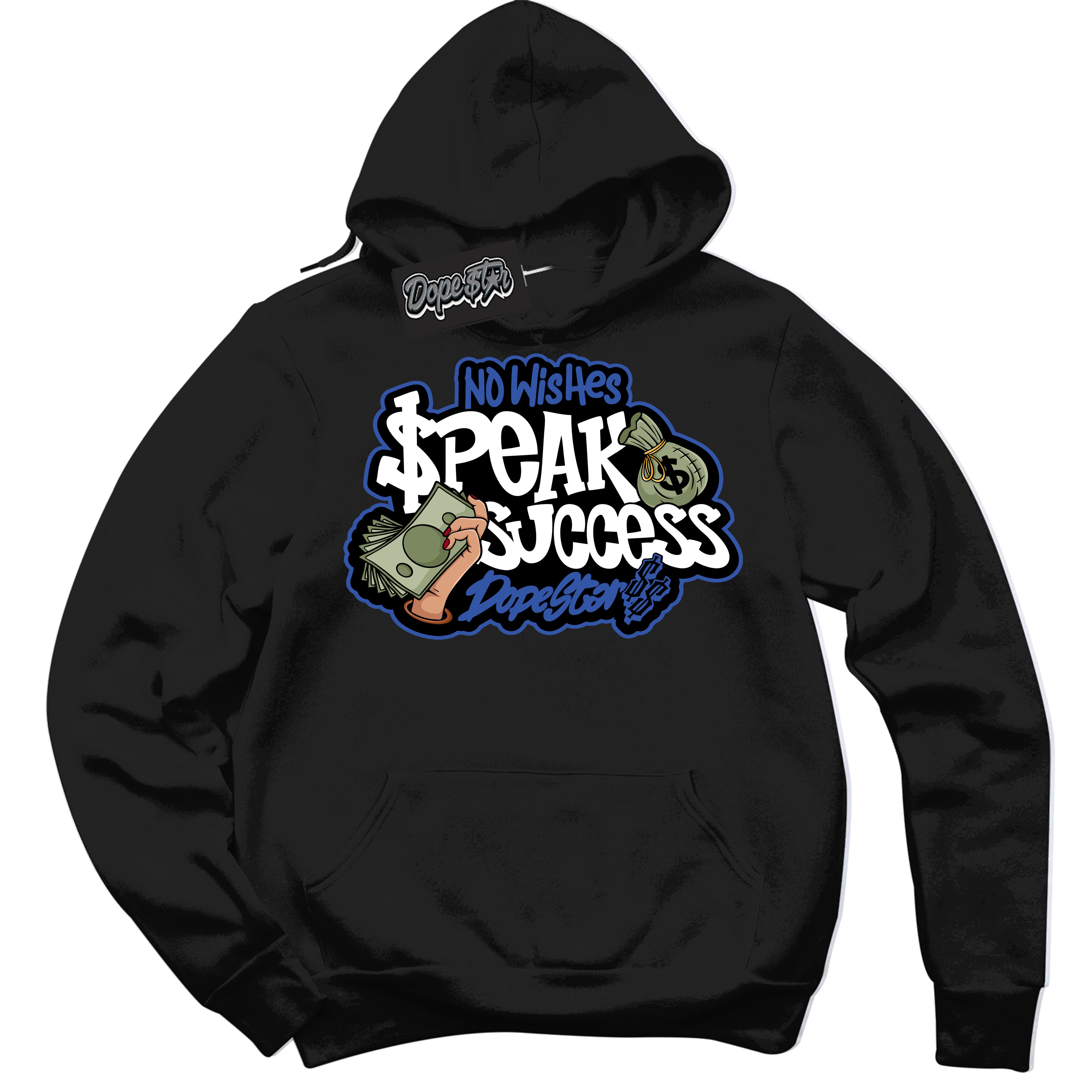 Dunk Low Astronomy Blue 'No Wish Speak Success' Hoodie – Black Streetwear Sweatshirt | Sneaker Matching Hoodie for Dunk Low Astronomy Blue | Men's & Women's Streetwear Outfit by Sneaker Shirts Outlet.